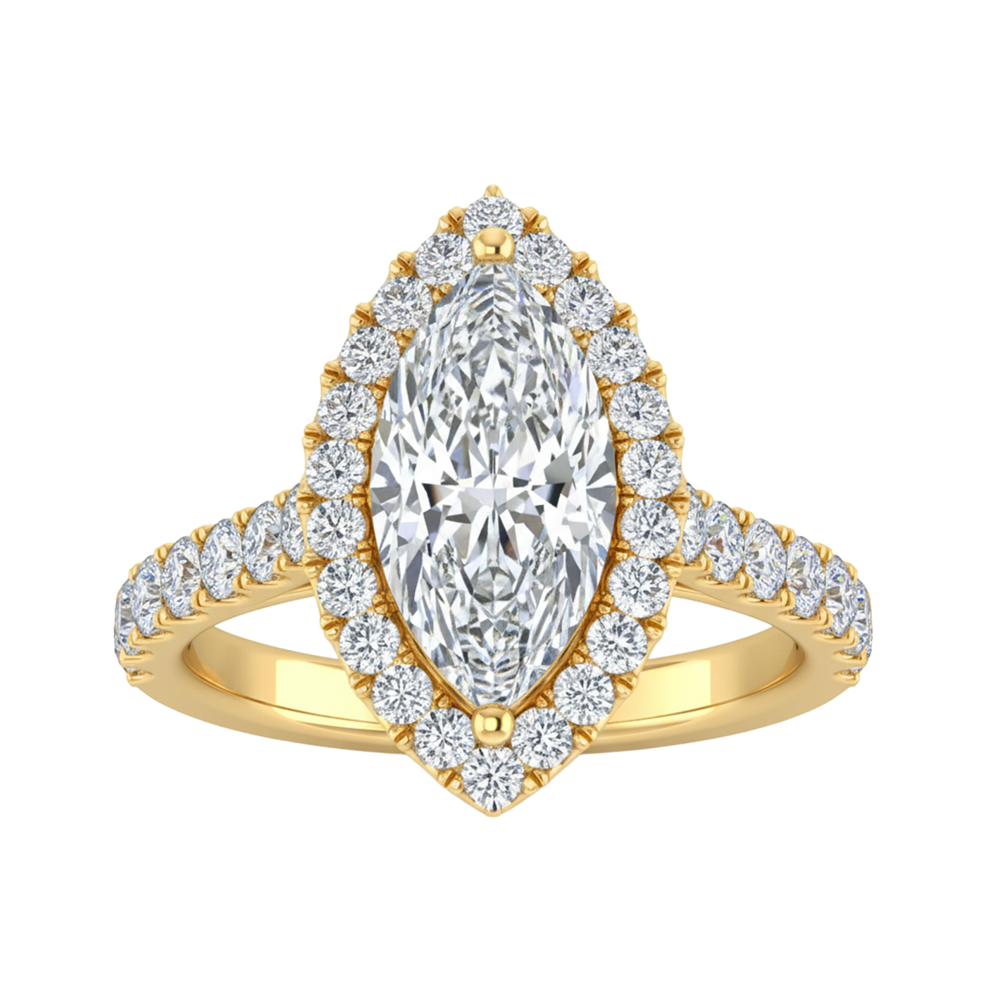 Markies halo ring met pavé band 2,77 karaat