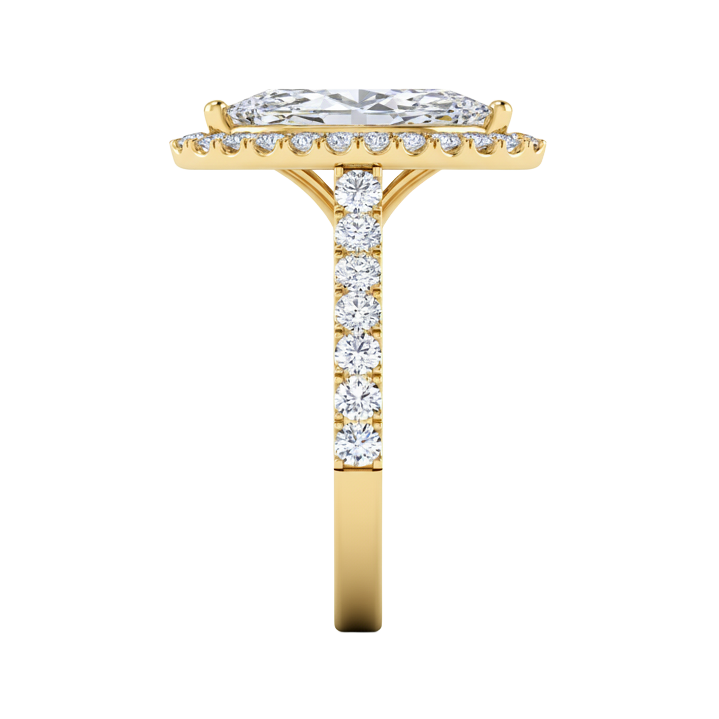 Markies halo ring met pavé band 2,77 karaat