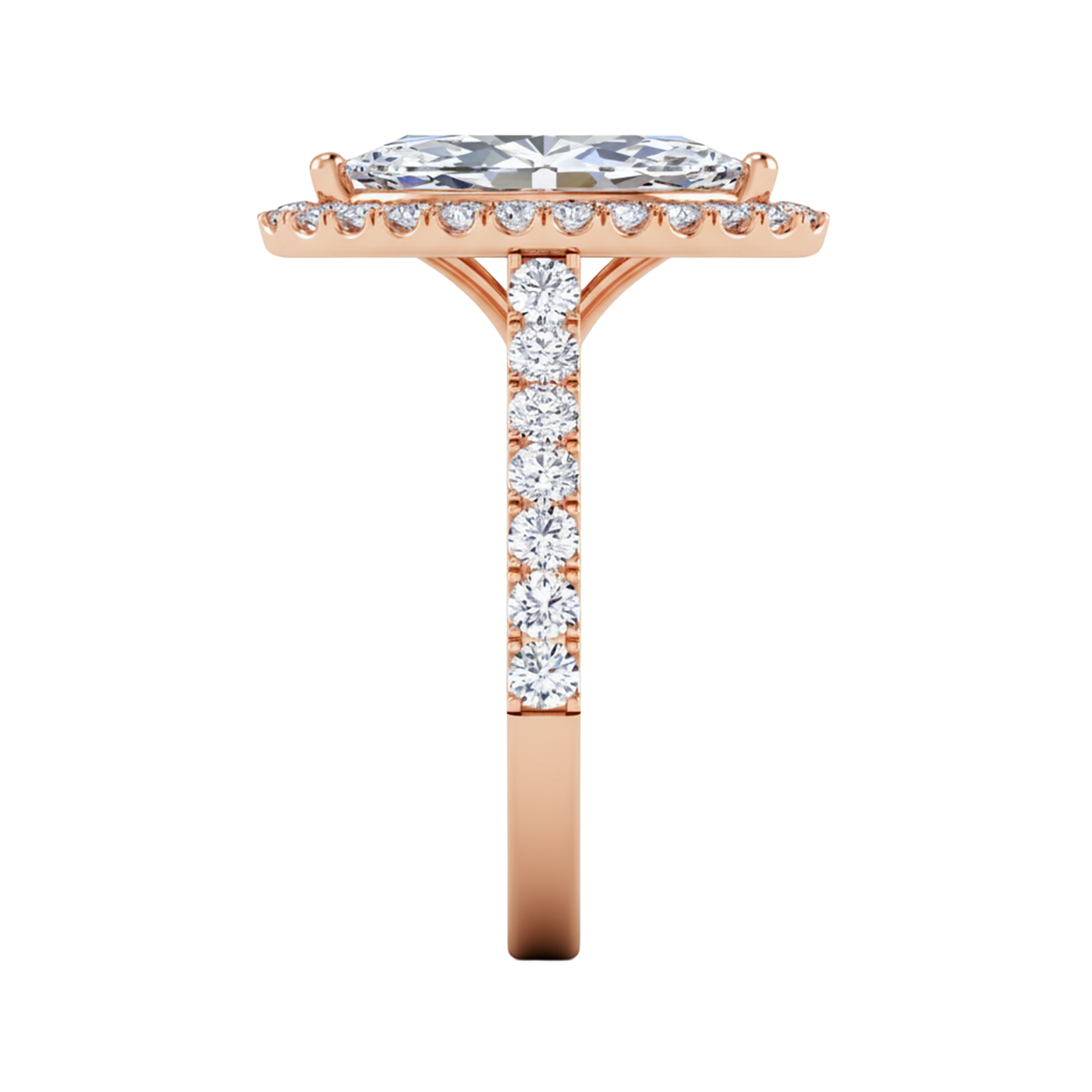 Markies halo ring met pavé band 2,77 karaat