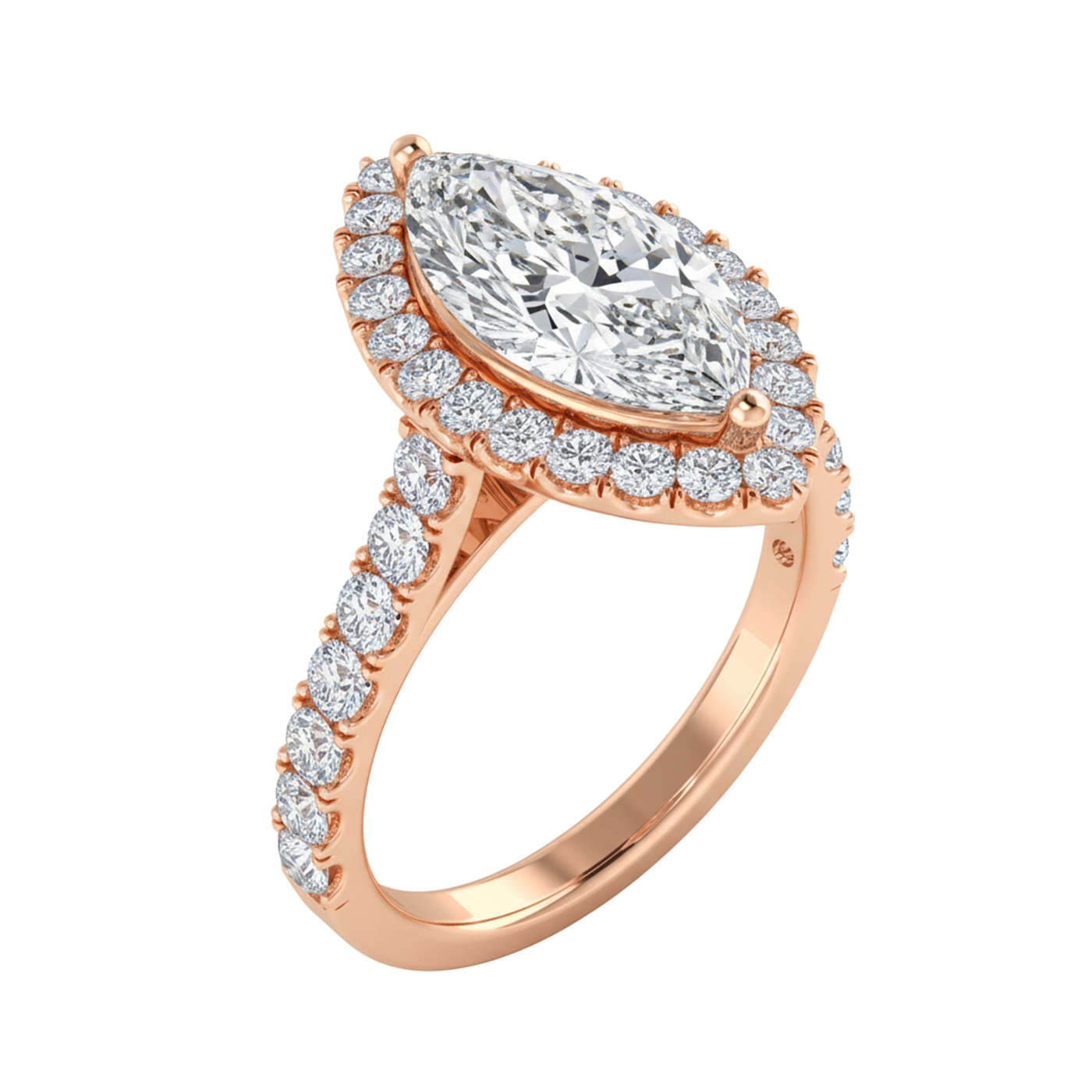 Markies halo ring met pavé band 2,77 karaat