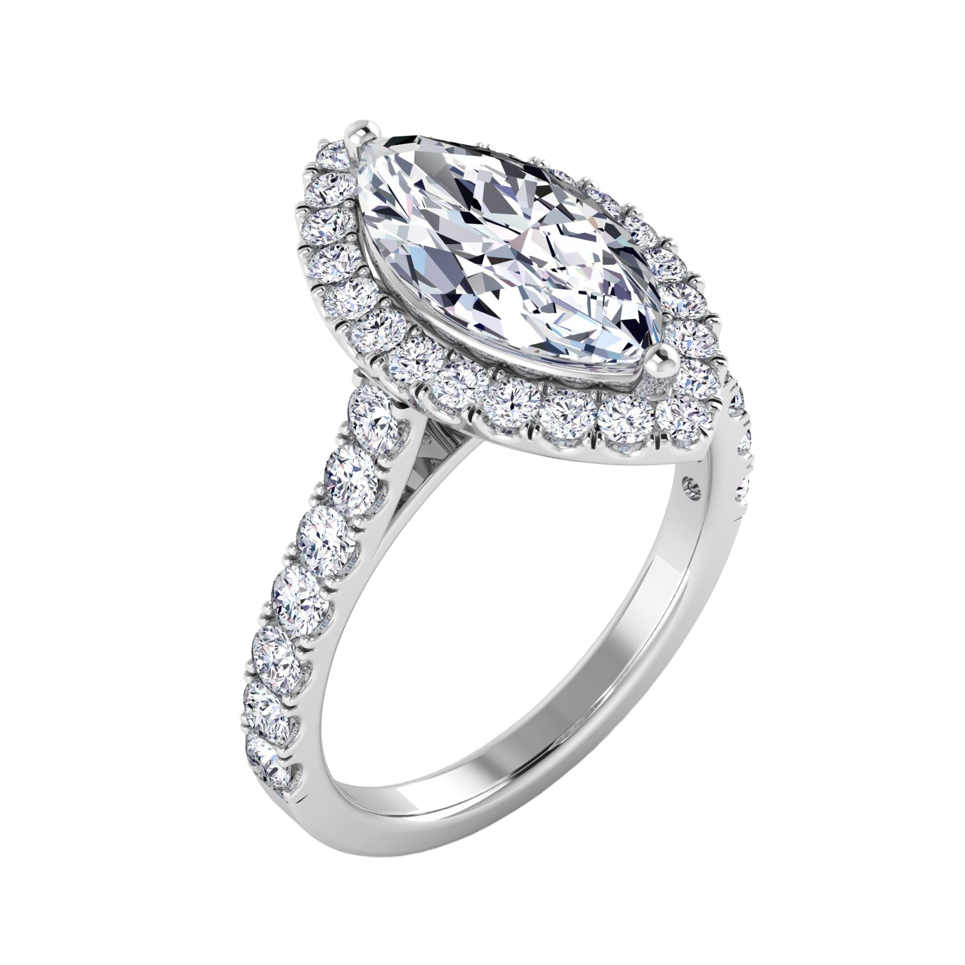 Markies halo ring met pavé band 2,77 karaat