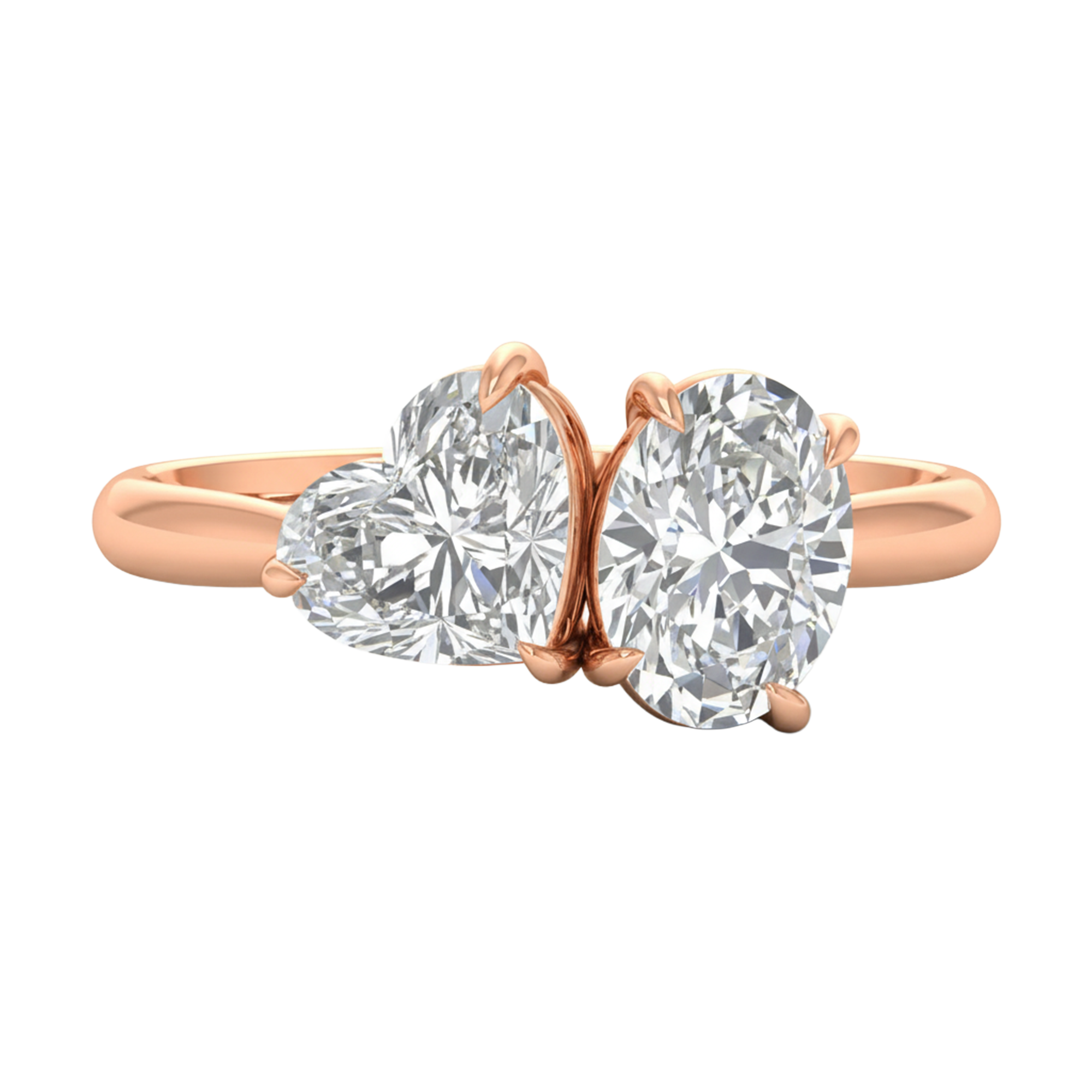 Toi‑et‑moi ring met hart en ovale diamant 2,03 karaat