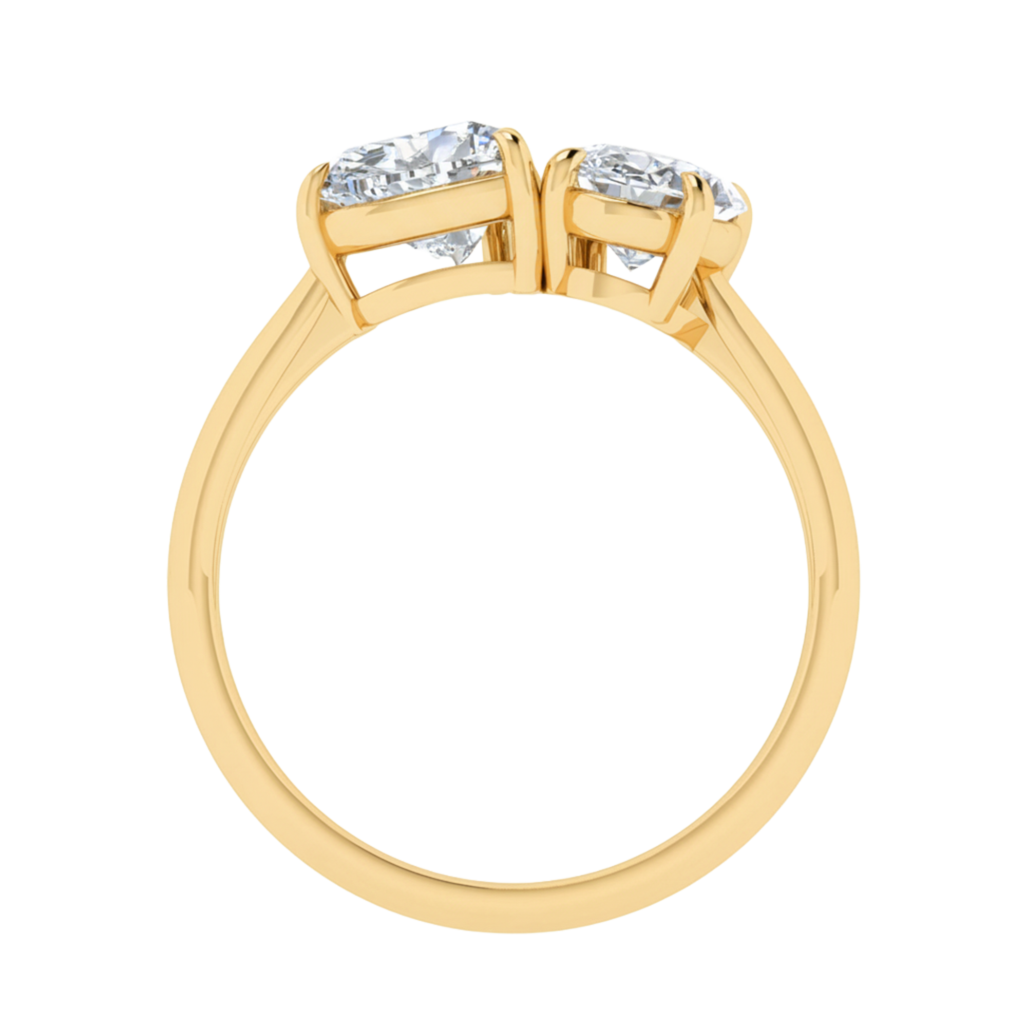 Toi‑et‑moi ring met hart en ovale diamant 2,03 karaat