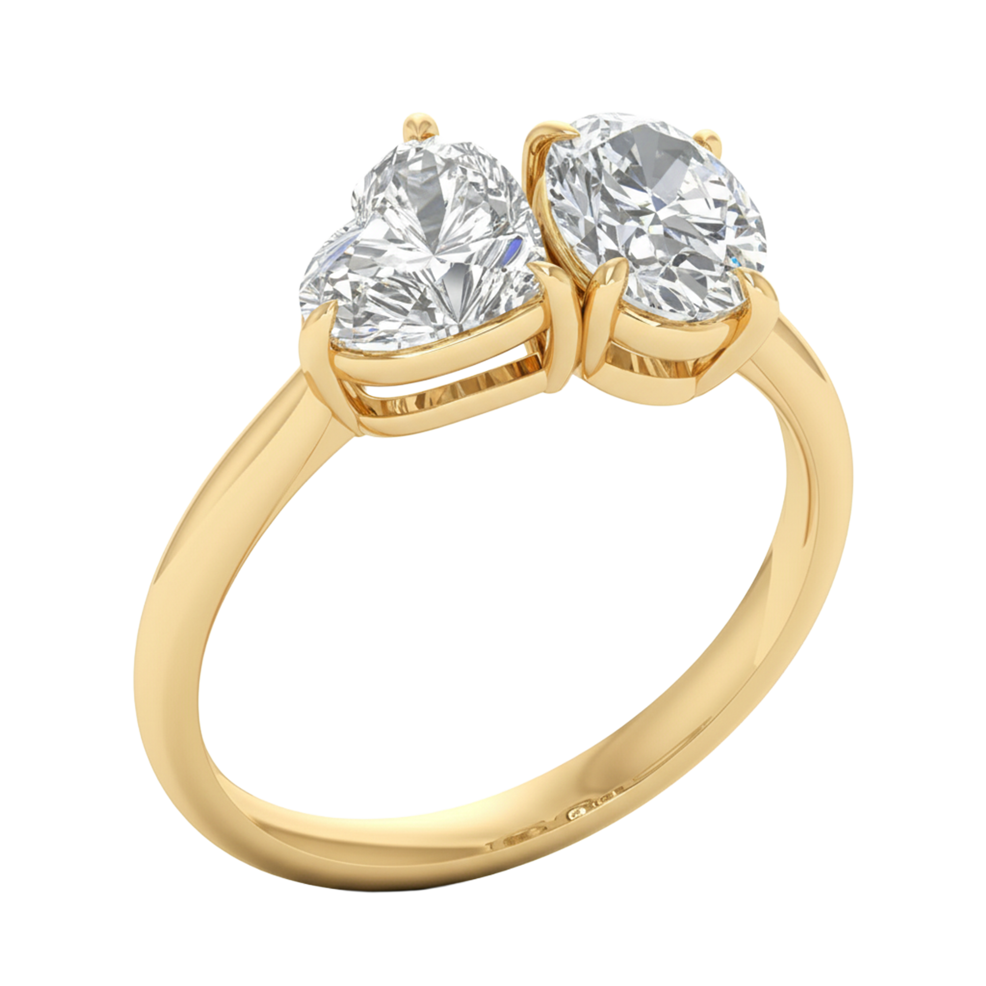 Toi‑et‑moi ring met hart en ovale diamant 2,03 karaat