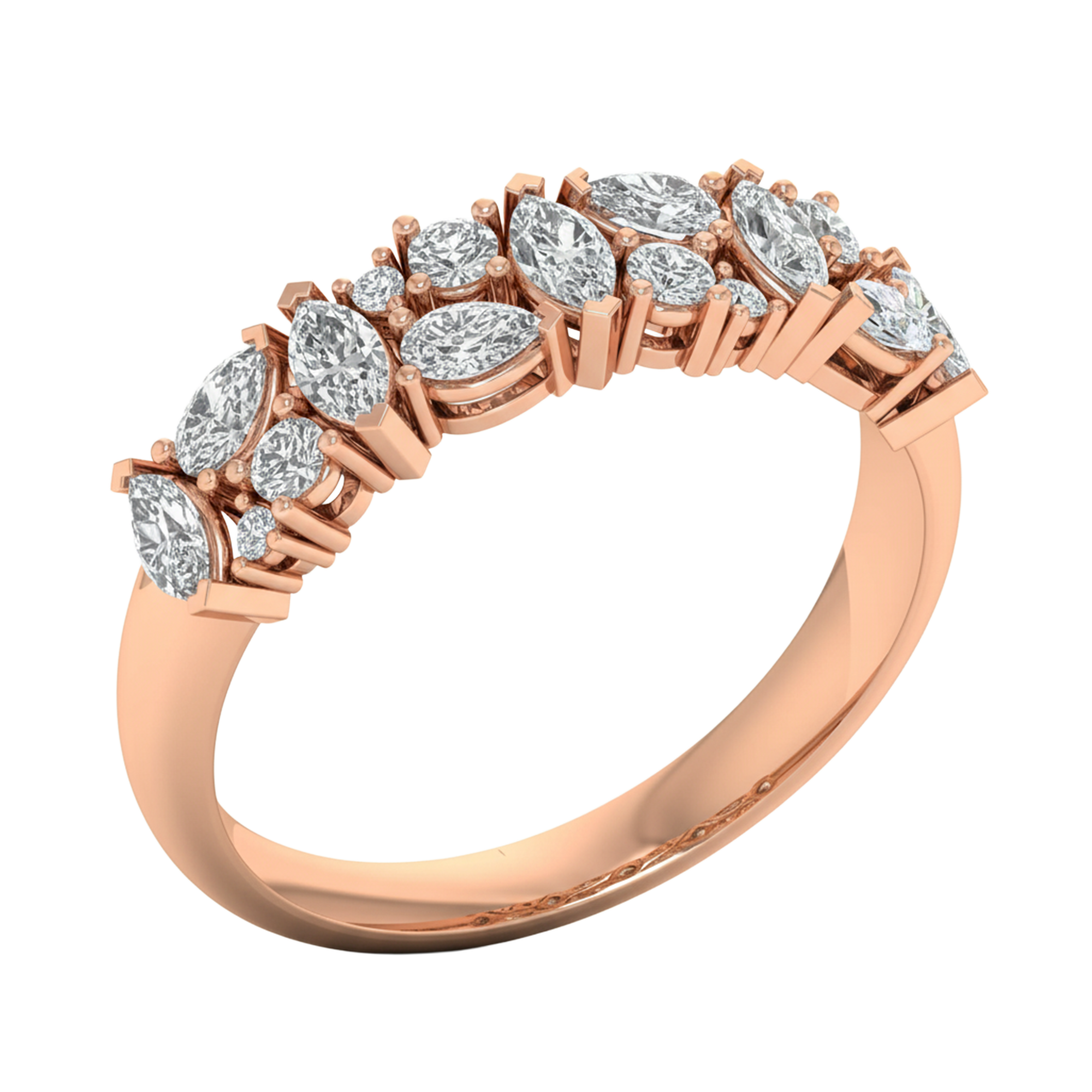 Entourage cluster ring met rond, peer en marquise diamanten 1,1 karaat