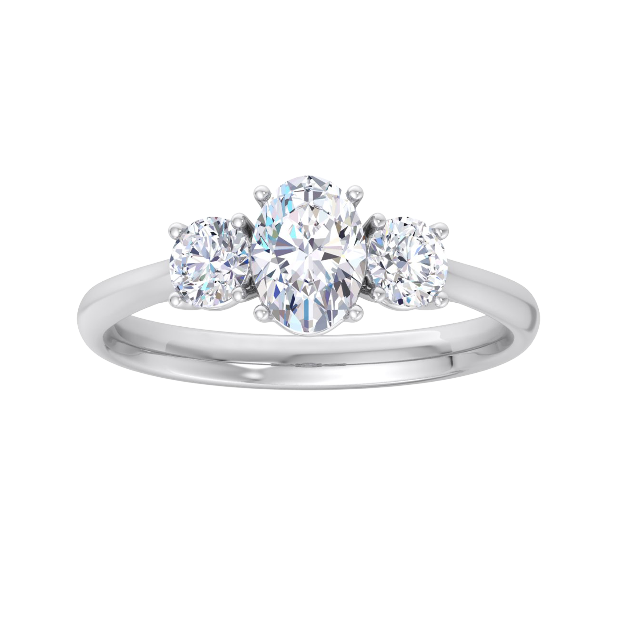 3 Steen ring van 1.2 karaat met hoofdsteen in vorm Ovaal van 0,67 karaat - 334