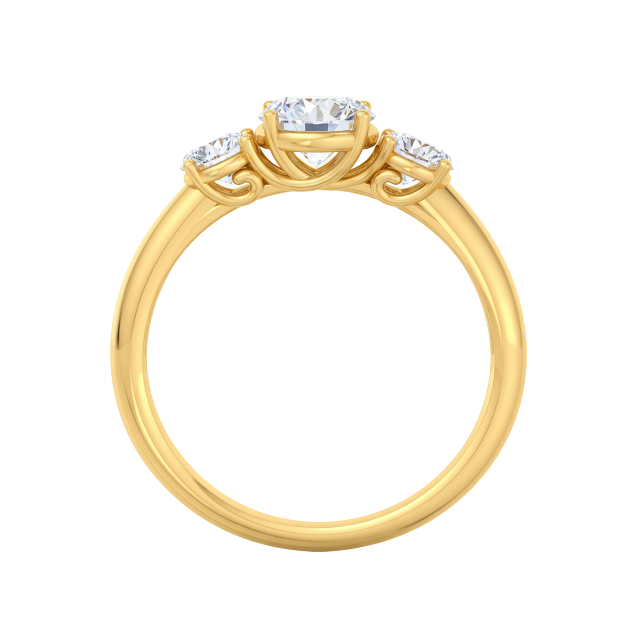 3 Steen ring van 1.29 karaat met hoofdsteen in vorm Rond van 0,81 karaat - 335