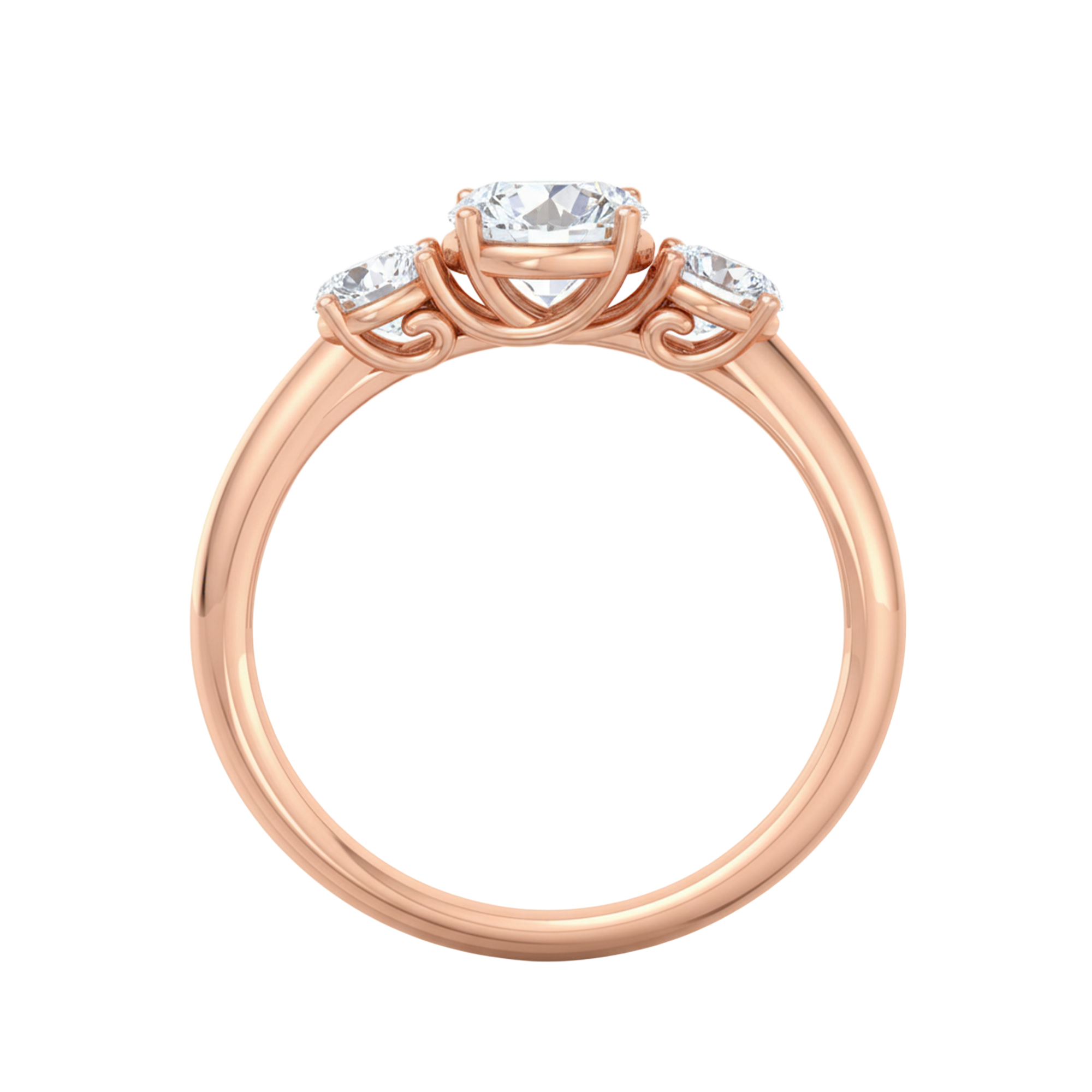 3 Steen ring van 1.29 karaat met hoofdsteen in vorm Rond van 0,81 karaat - 335