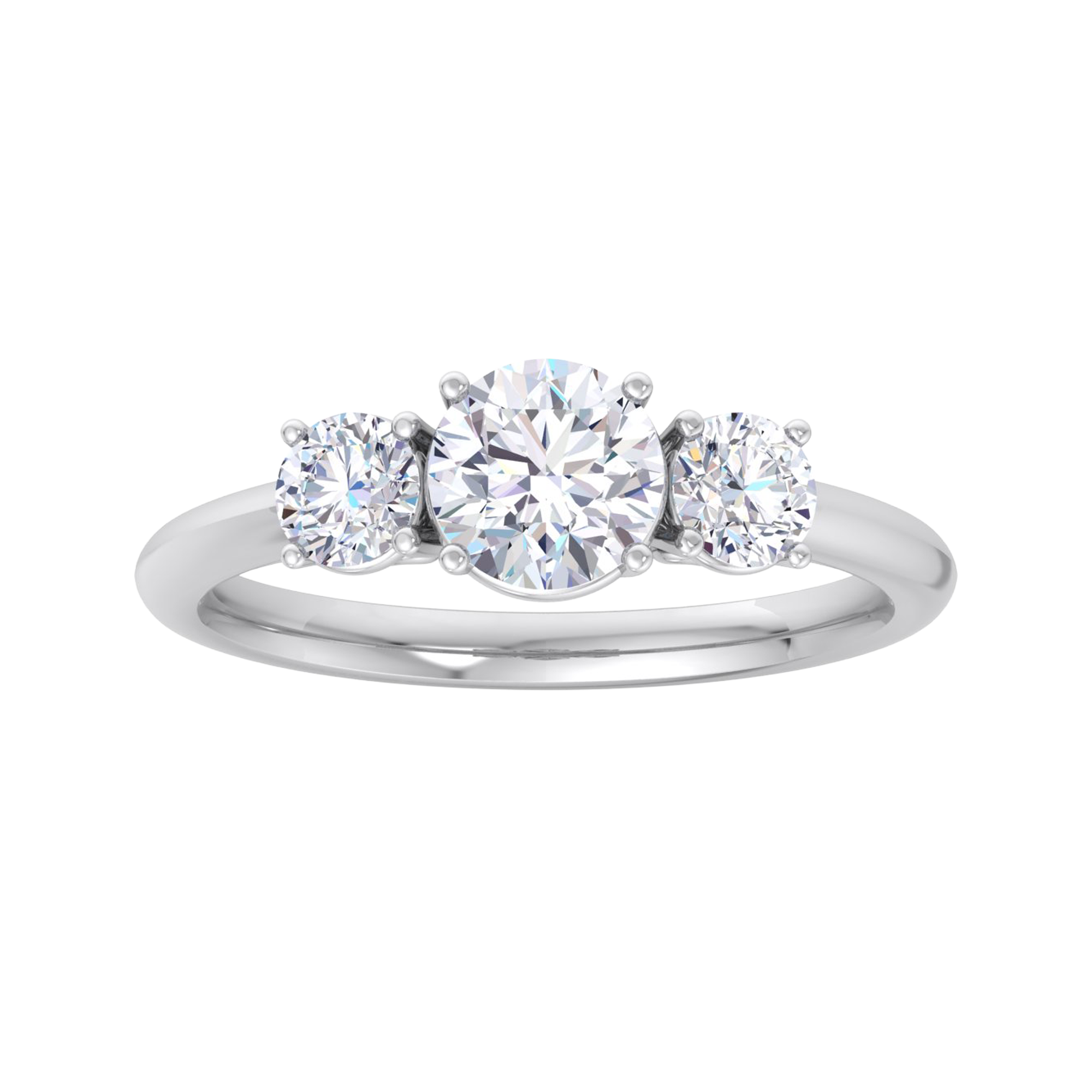 3 Steen ring van 1.29 karaat met hoofdsteen in vorm Rond van 0,81 karaat - 335