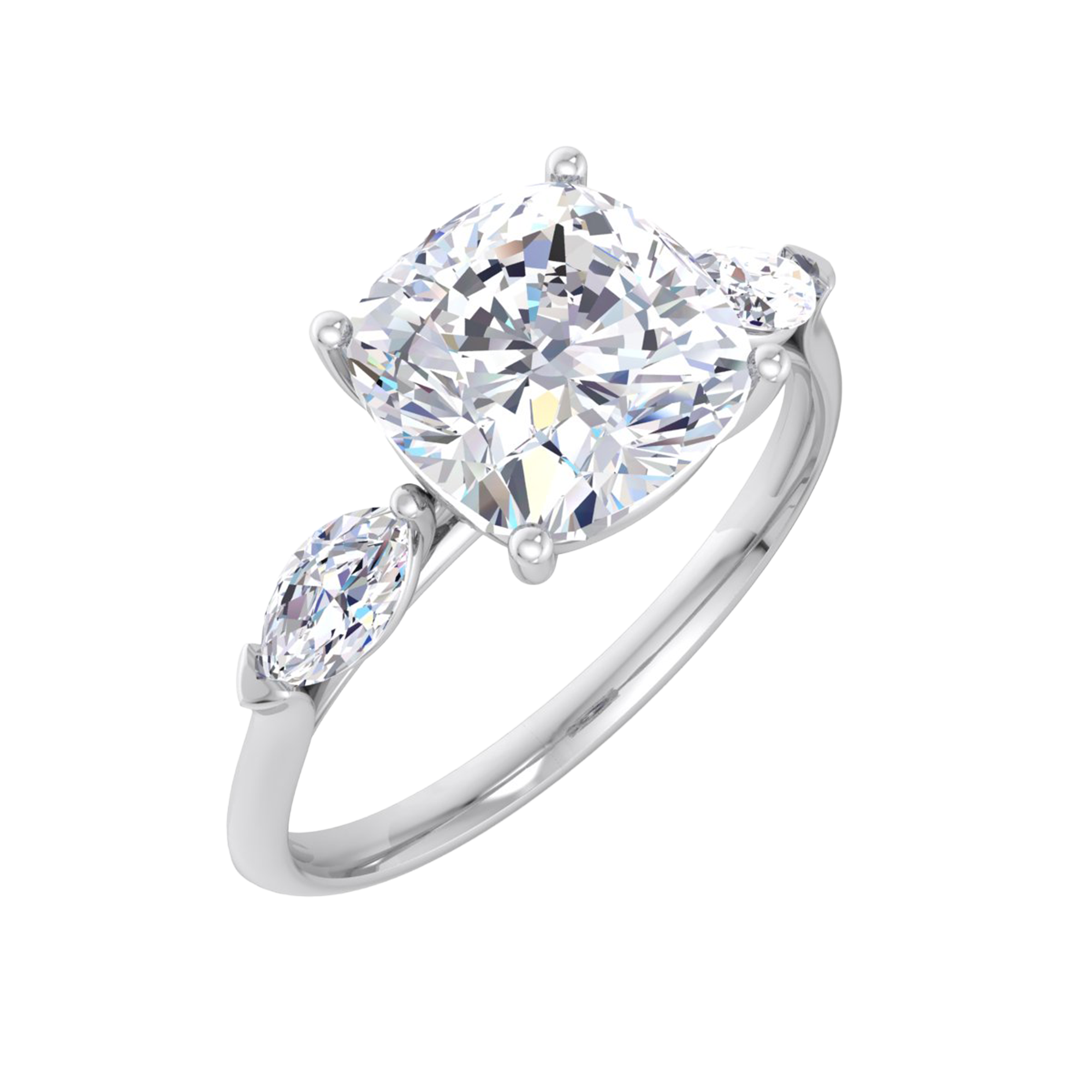 Julia Diamanten 3-stenen Ring Cushion & Markies - 2.3ct