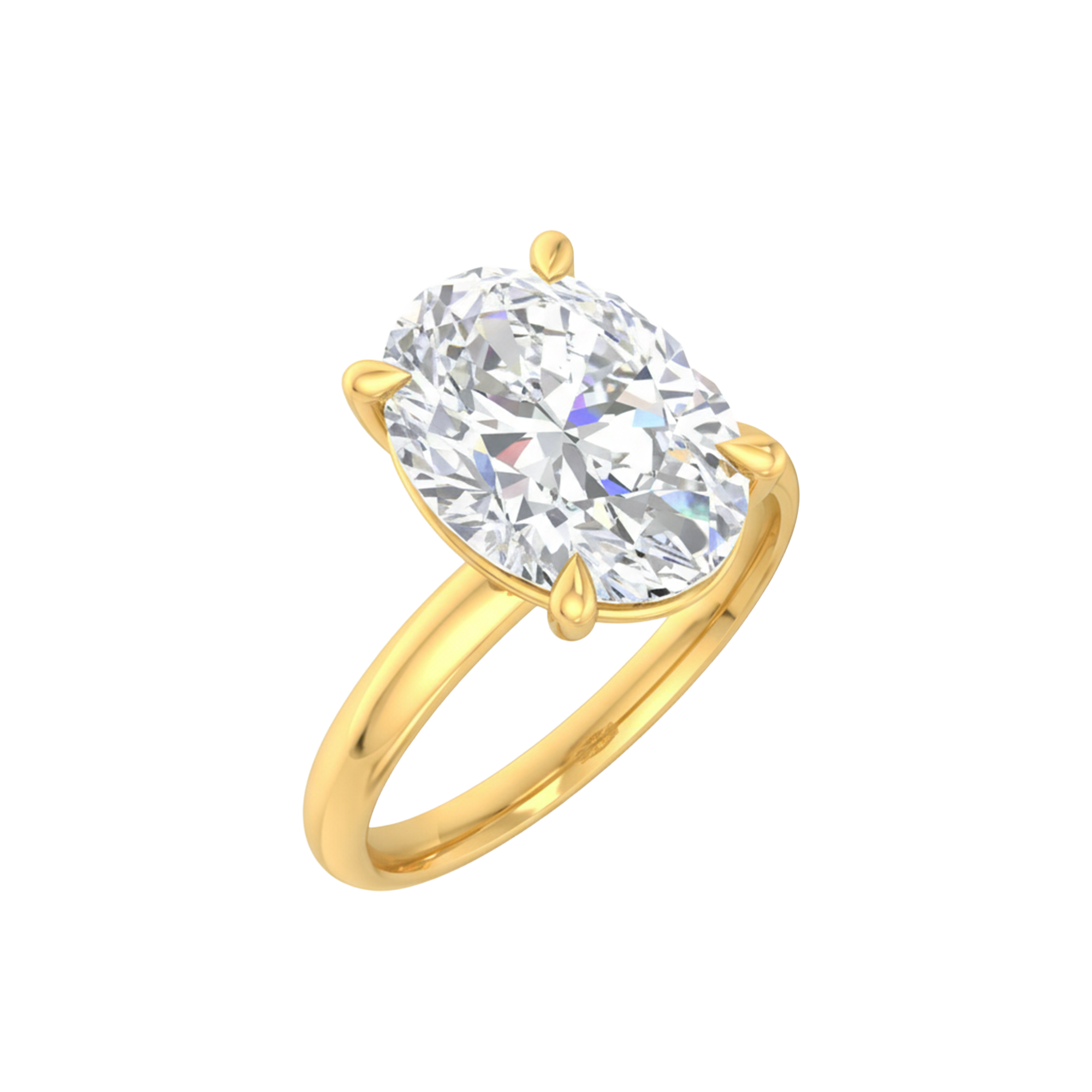 Ovale solitaire ring met ovale diamant in vierpoots zetting 3 karaat