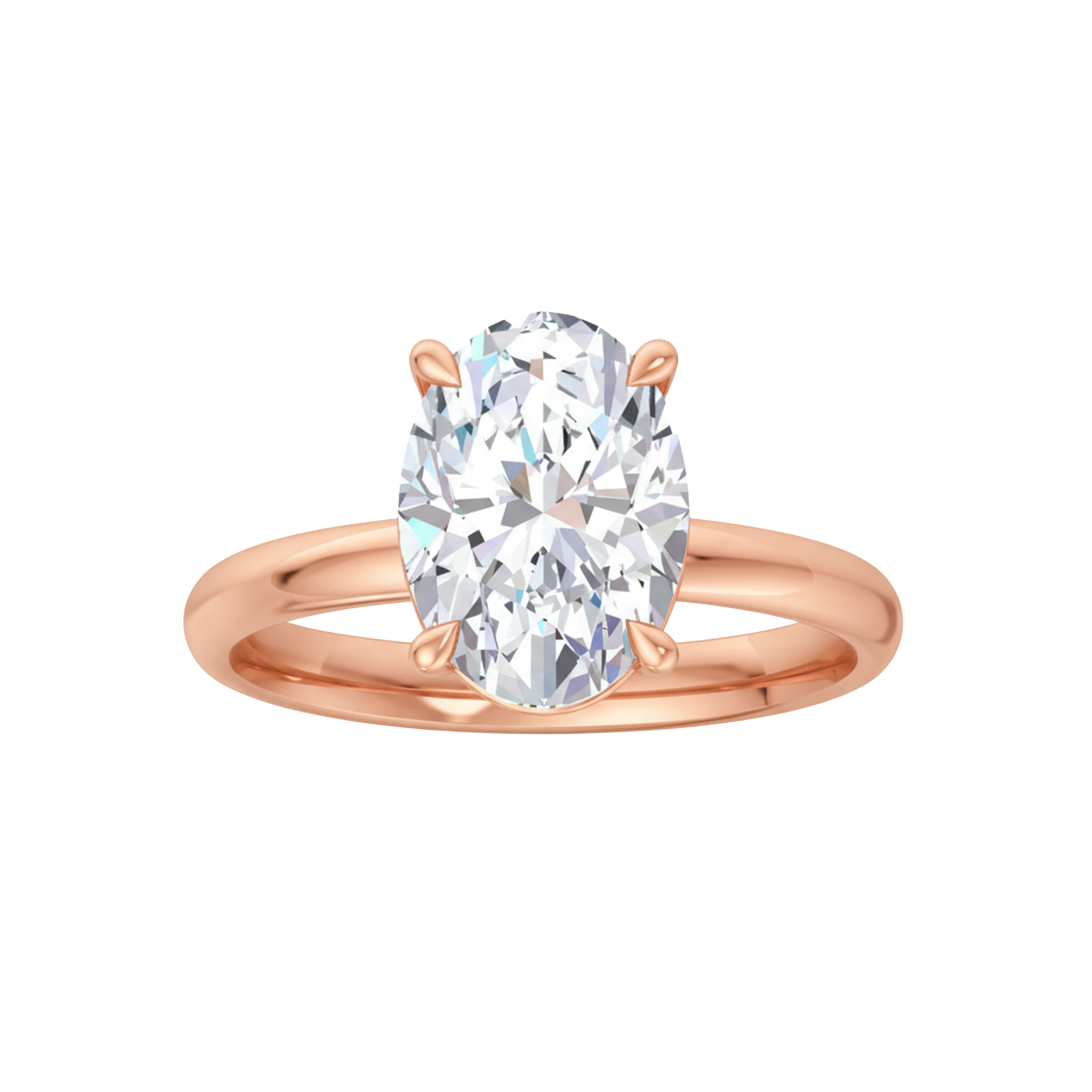 Ovale solitaire ring met ovale diamant in vierpoots zetting 3 karaat