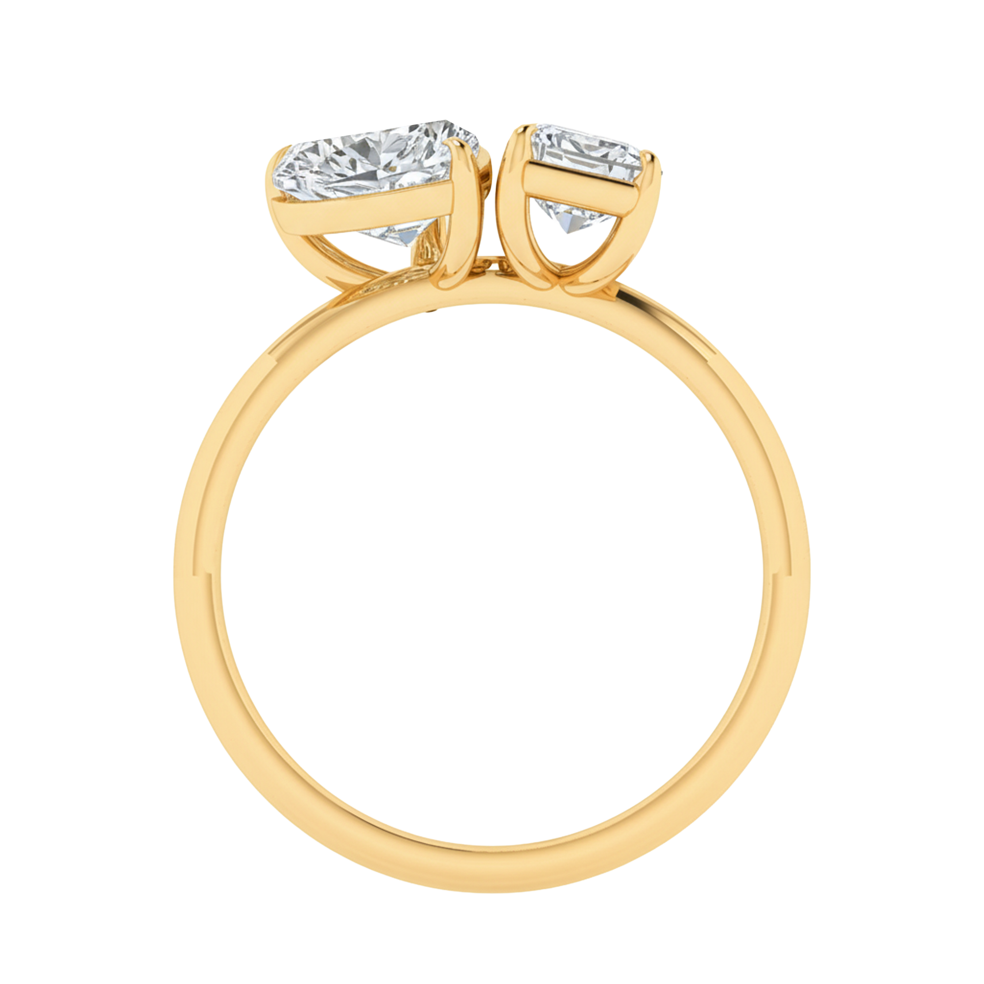 Toi‑et‑moi ring met emerald en hart diamant 2,75 karaat