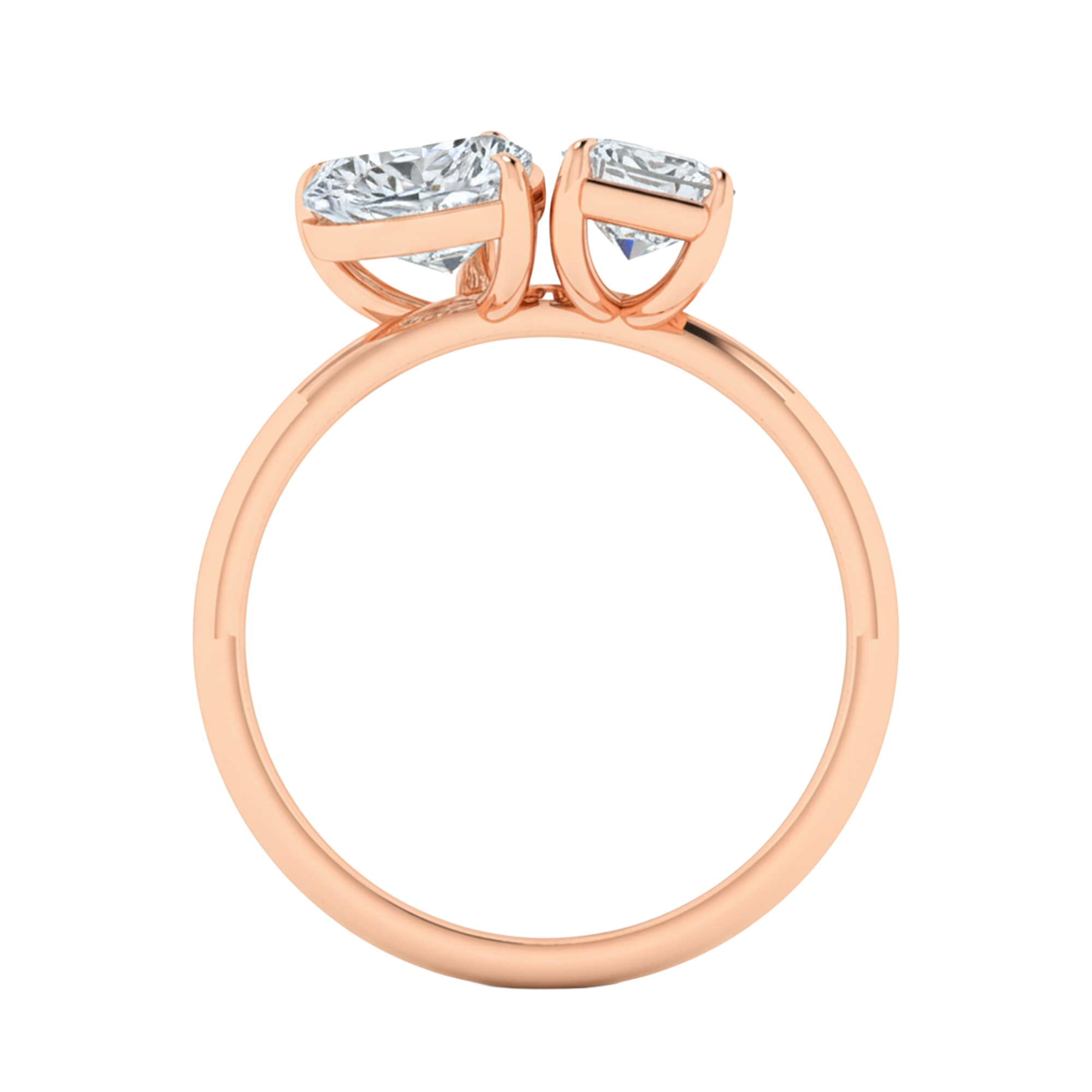 Toi‑et‑moi ring met emerald en hart diamant 2,75 karaat