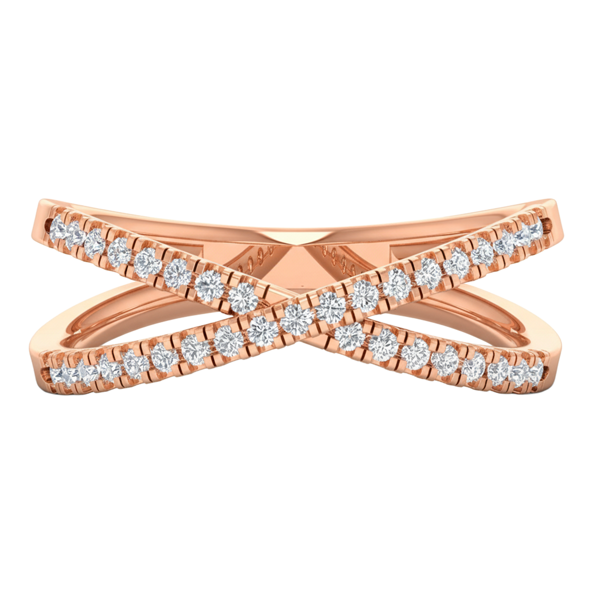 Pavé ring met kruisend banddesign 0.5 karaat