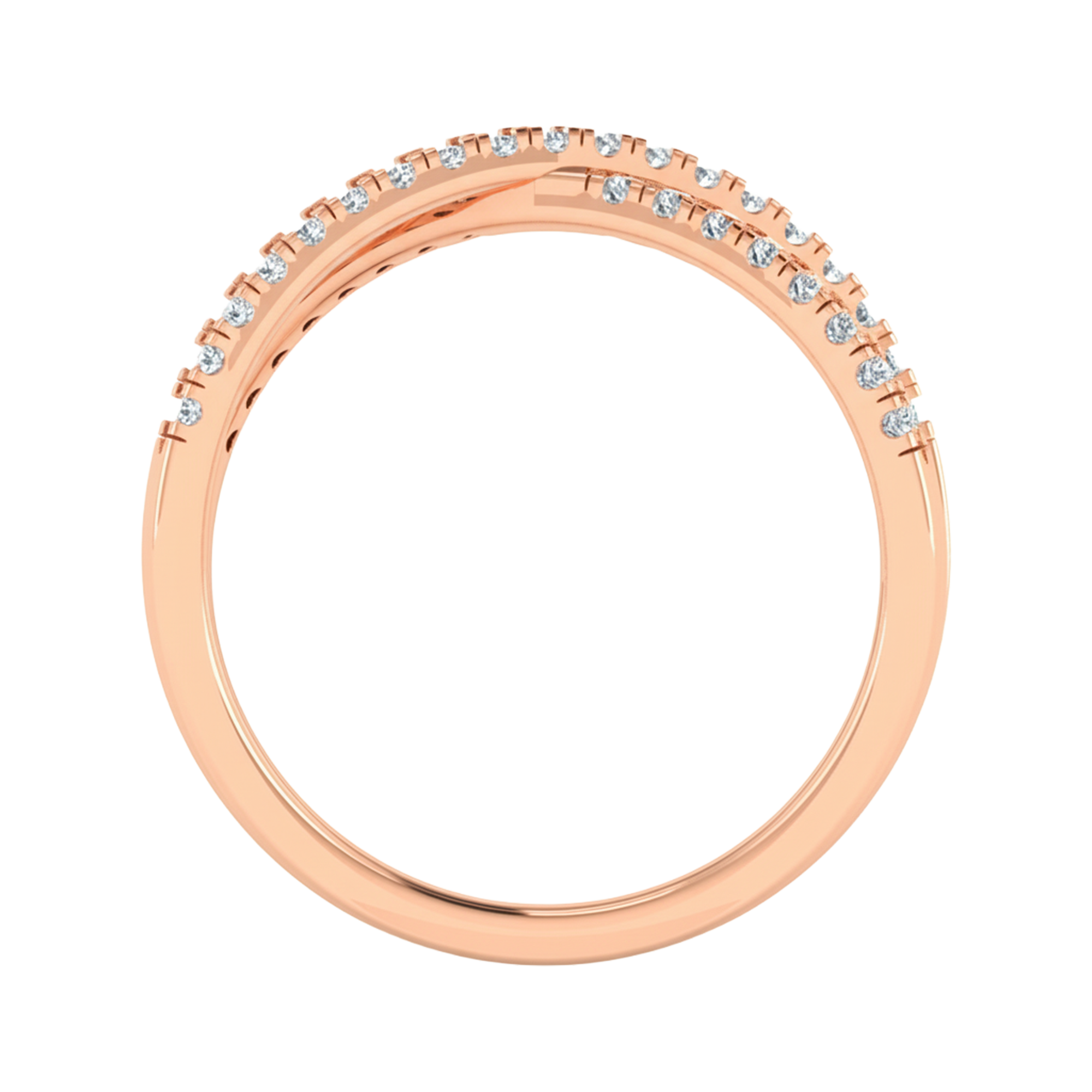 Pavé ring met kruisend banddesign 0.5 karaat