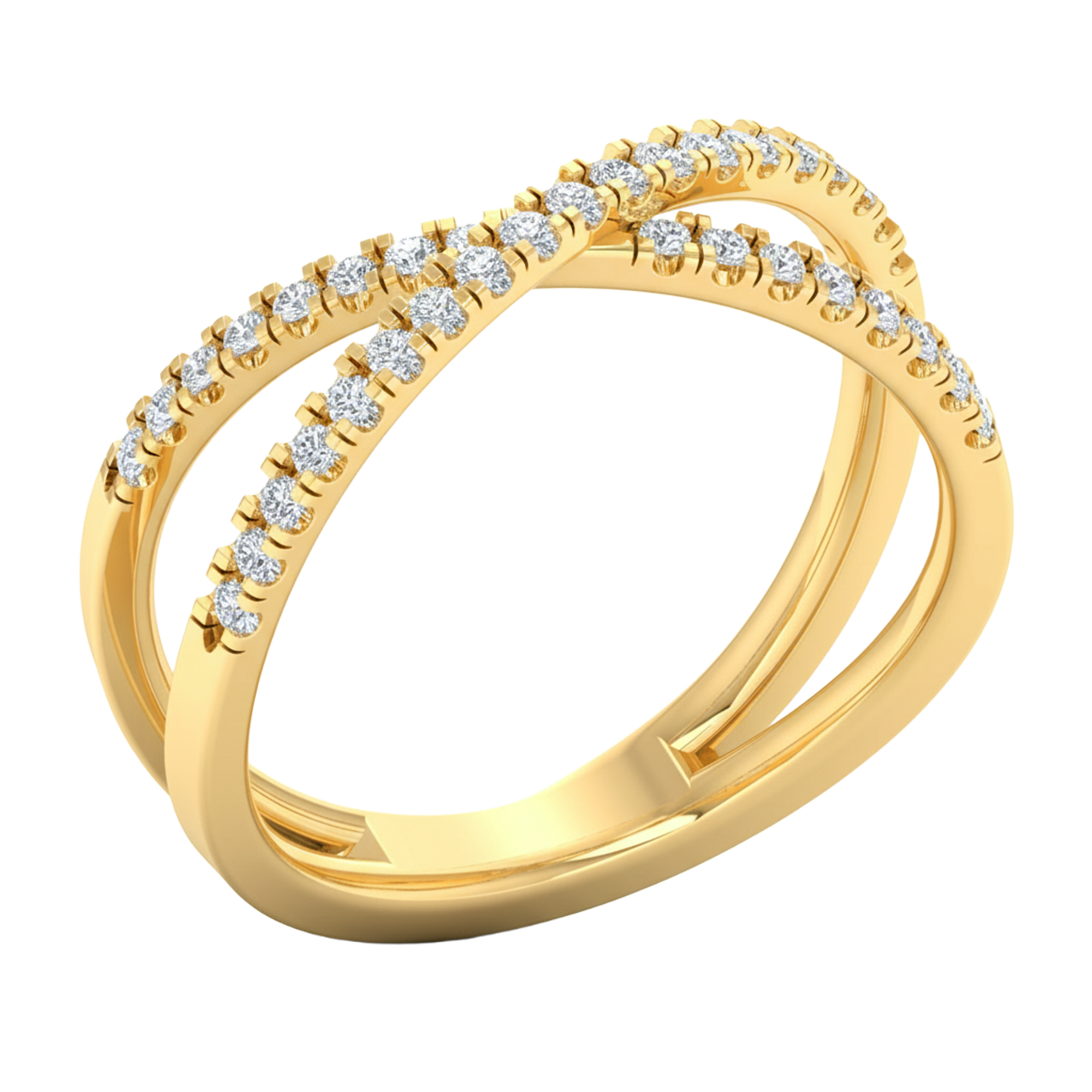 Pavé ring met kruisend banddesign 0.5 karaat