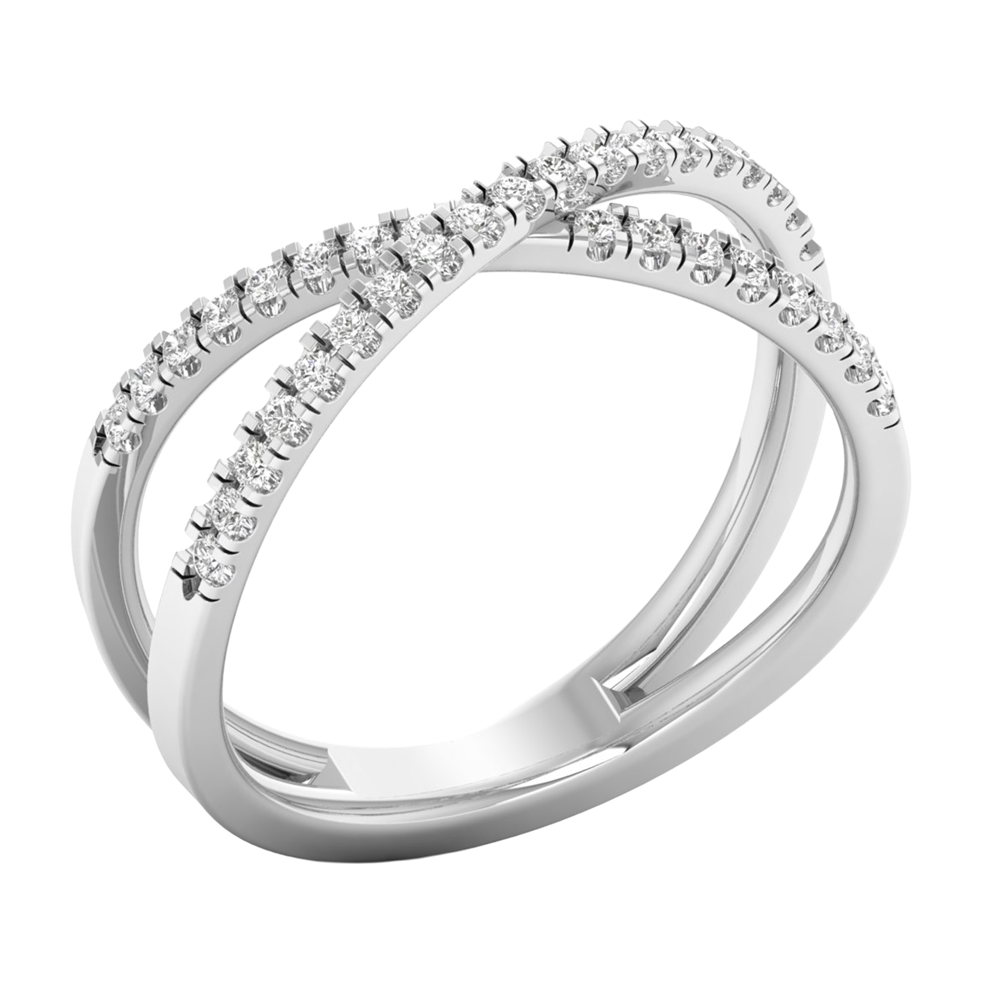 Pavé ring met kruisend banddesign 0.5 karaat