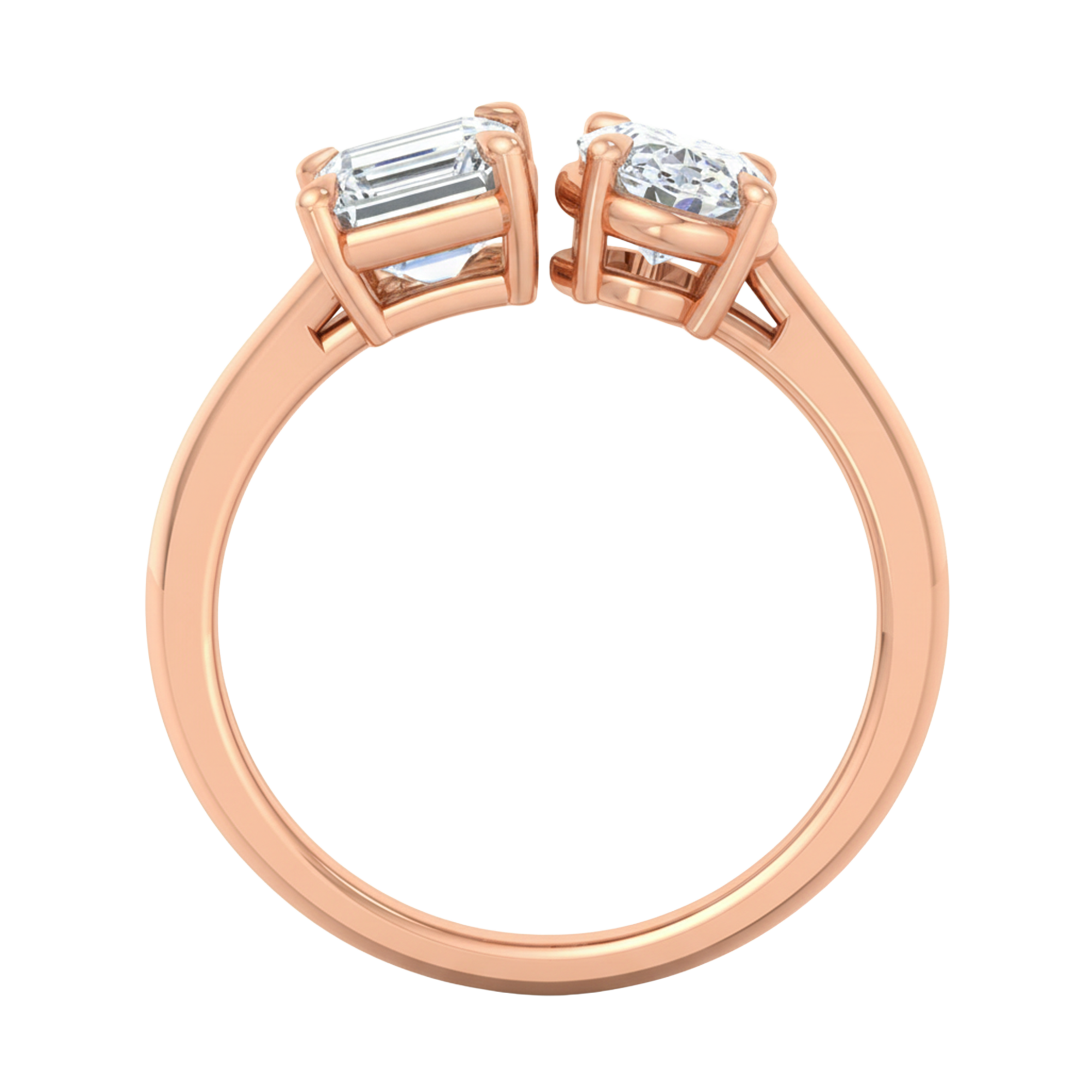 Toi‑et‑moi ring met emerald en ovaal diamant 1,8 karaat