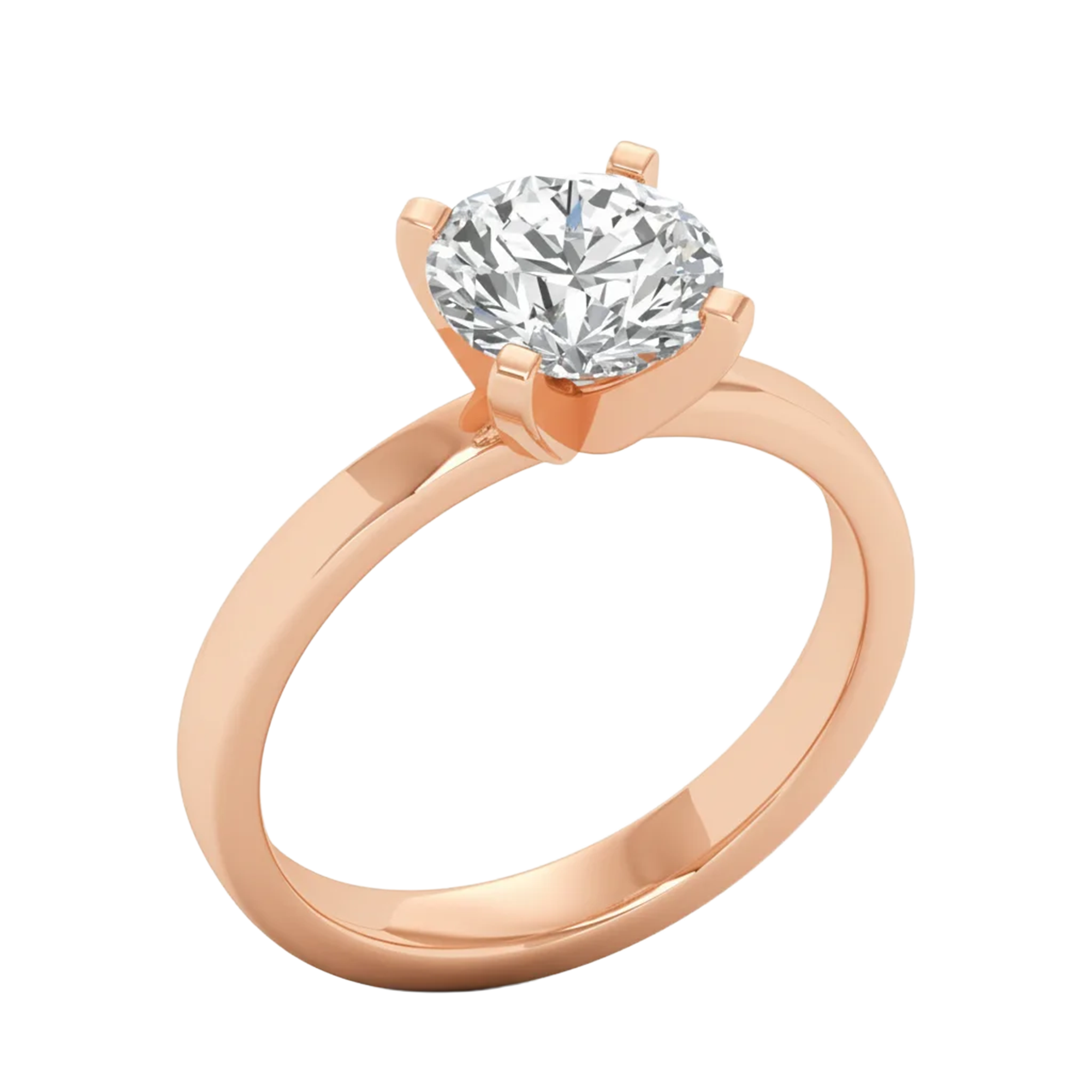 Solitaire Ring met half-round band beschikbaar in 1,1 en 1,5 karaat