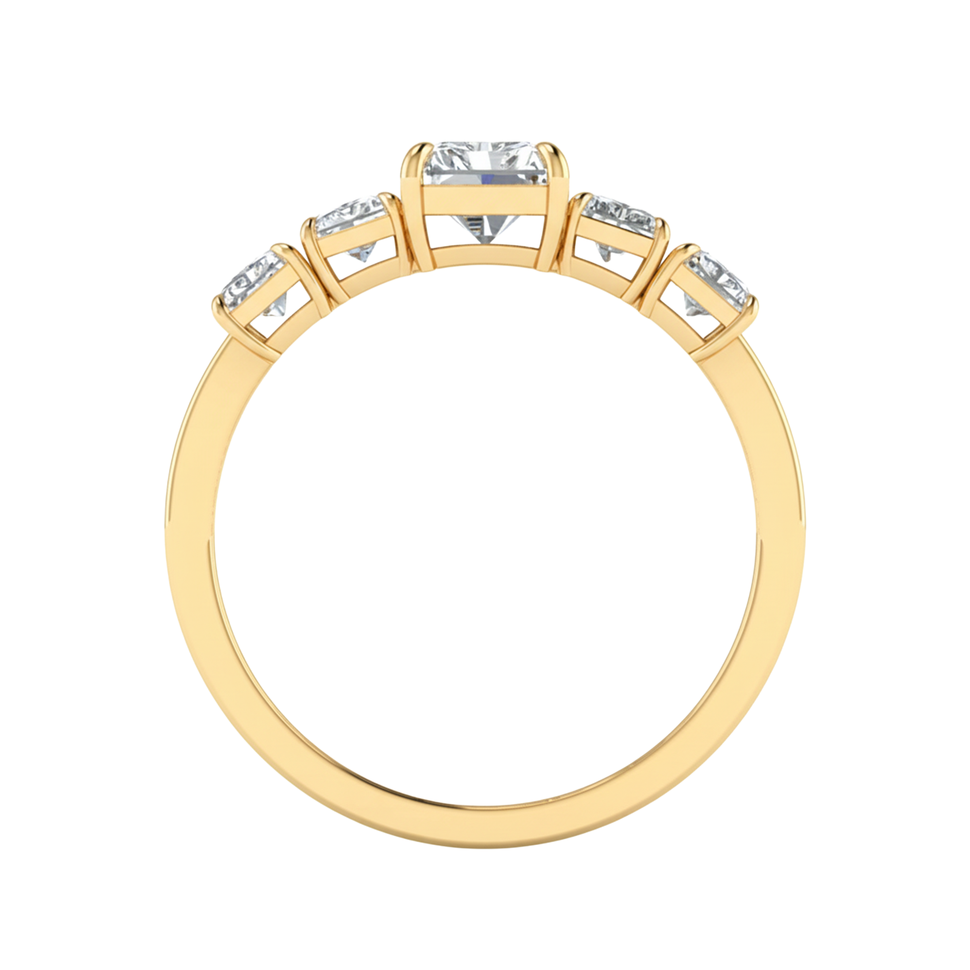 Vijf‑stenen ring met emerald diamanten 2,4 karaat