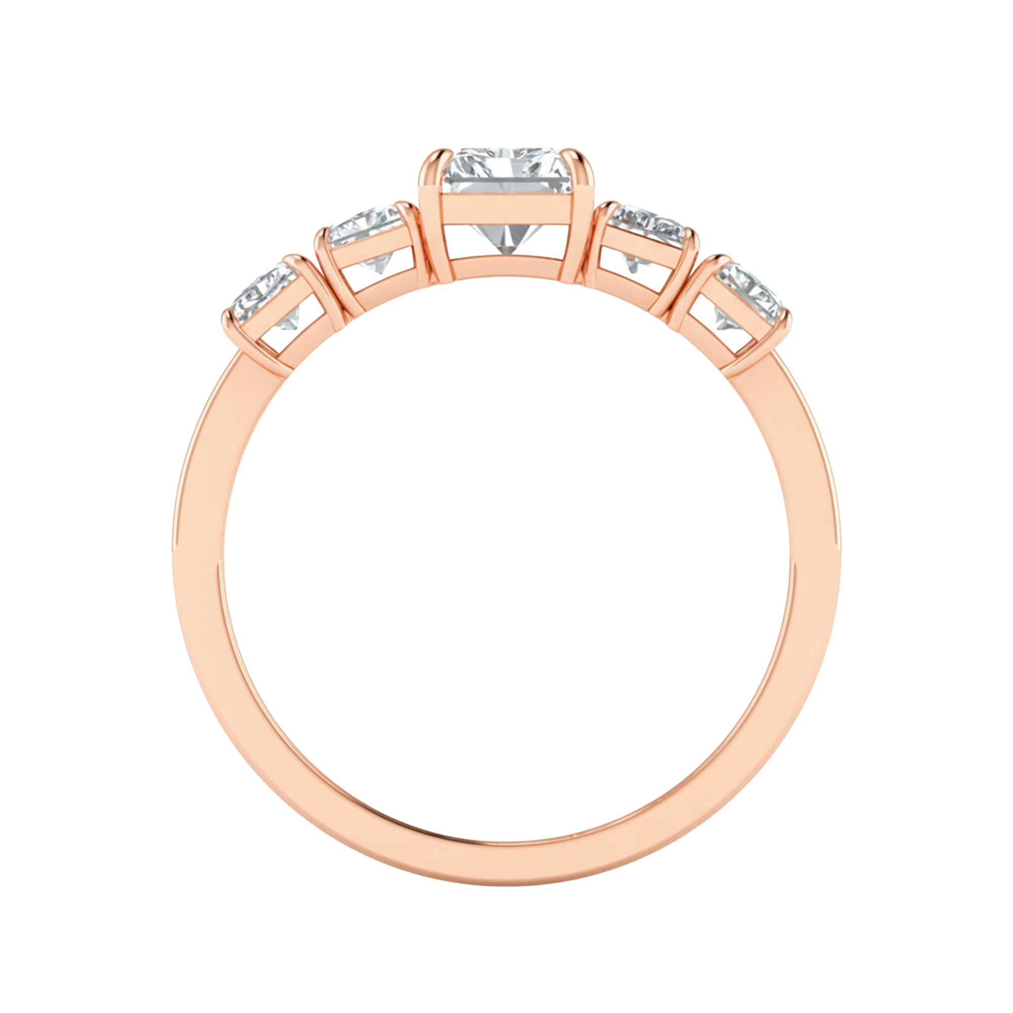 Vijf‑stenen ring met emerald diamanten 2,4 karaat