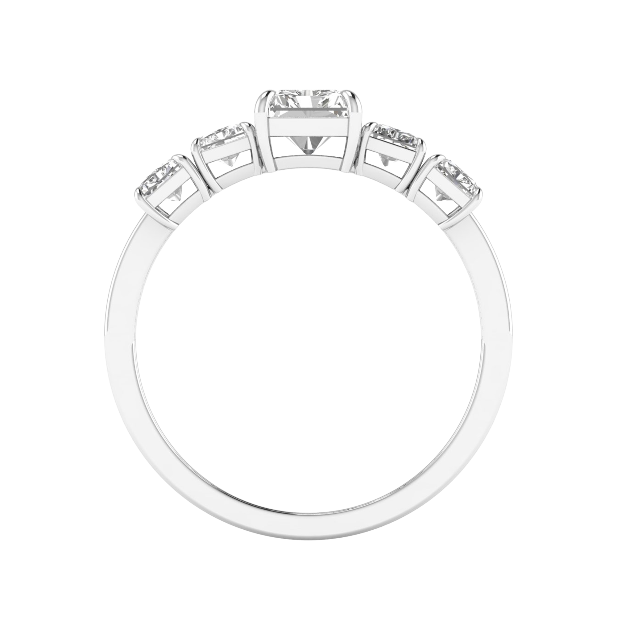 Vijf‑stenen ring met emerald diamanten 2,4 karaat