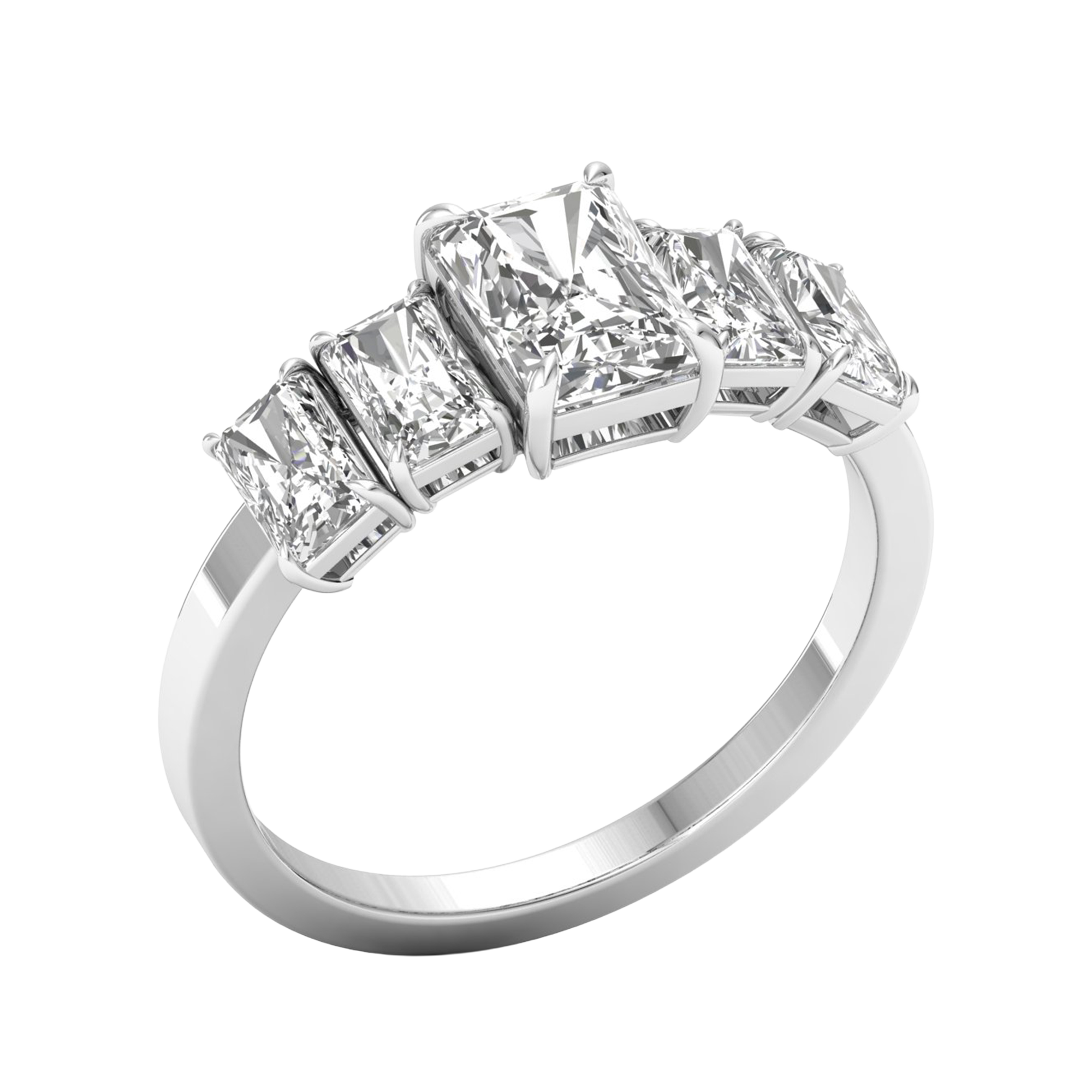 Vijf‑stenen ring met emerald diamanten 2,4 karaat