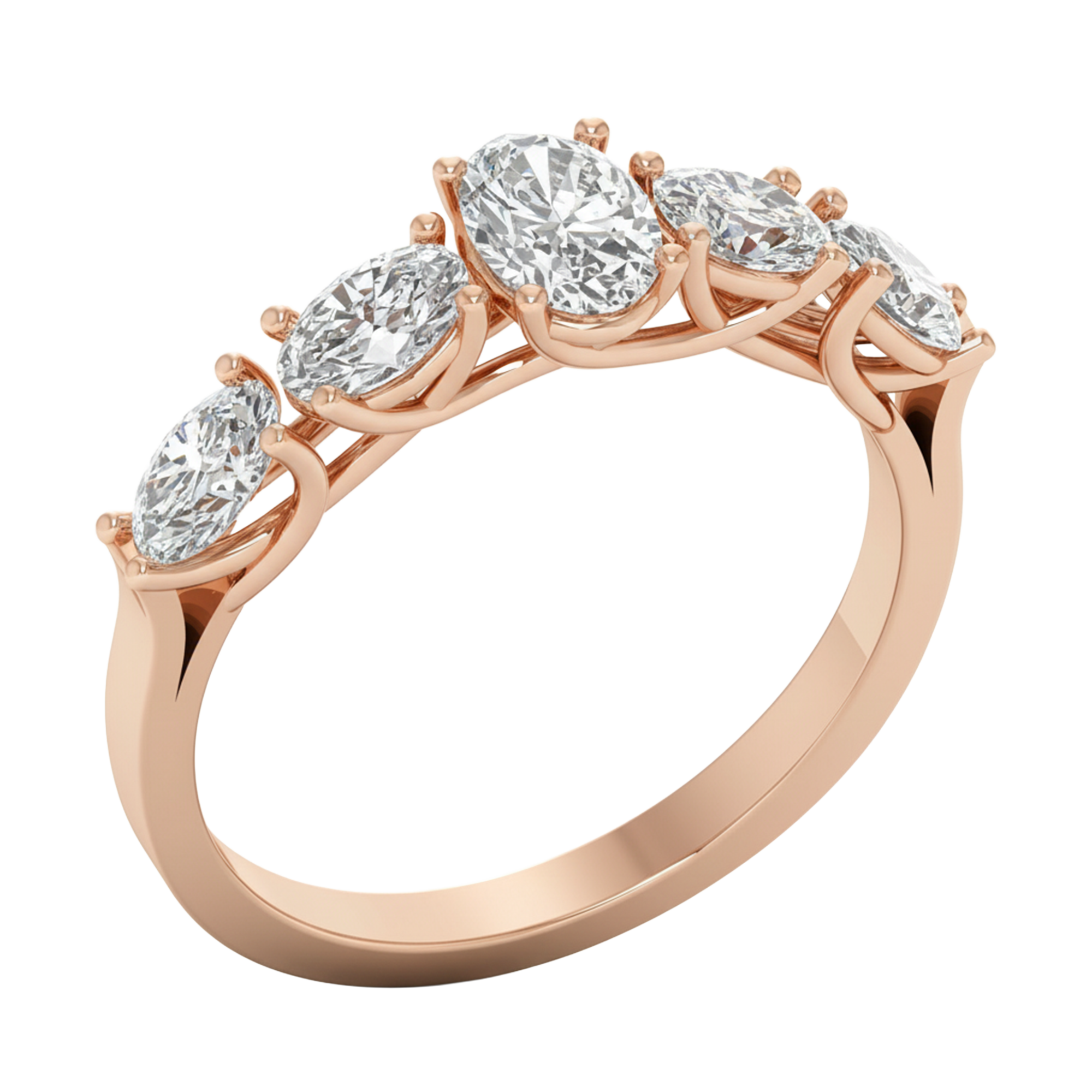 Vijf‑stenen ring met ovale diamanten 1,26 karaat