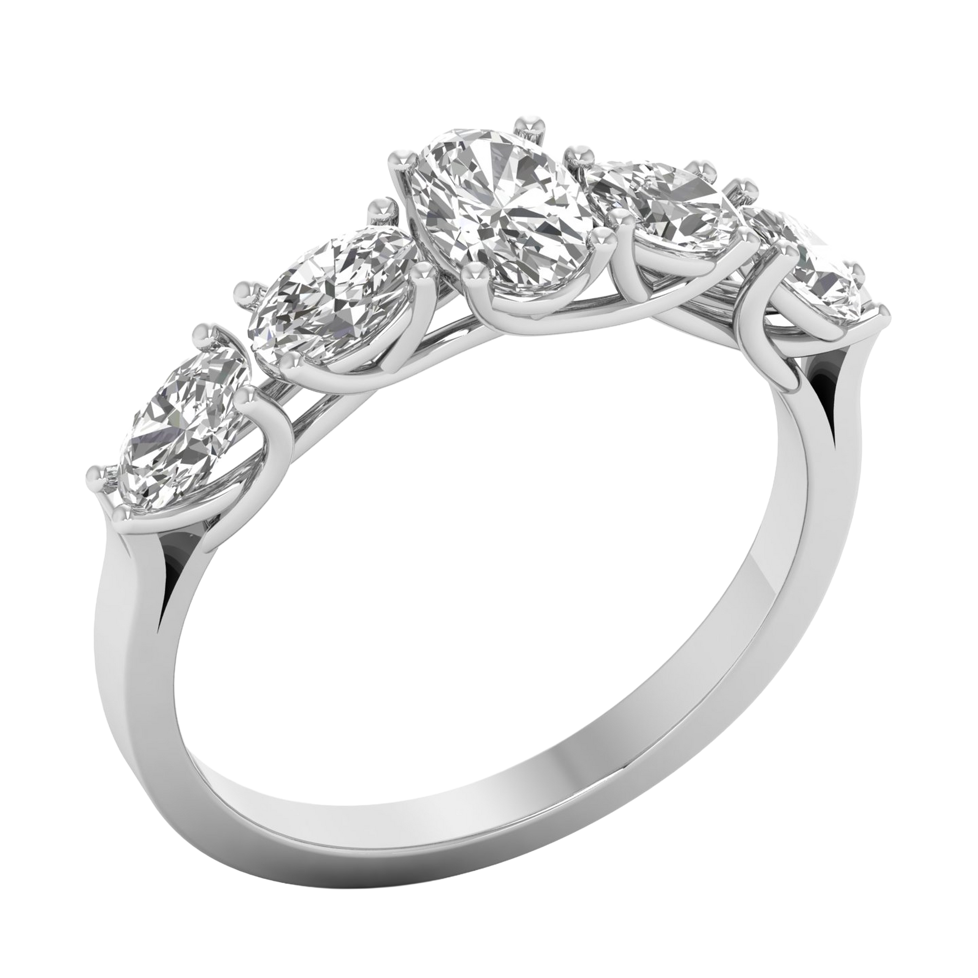 Vijf‑stenen ring met ovale diamanten 1,26 karaat