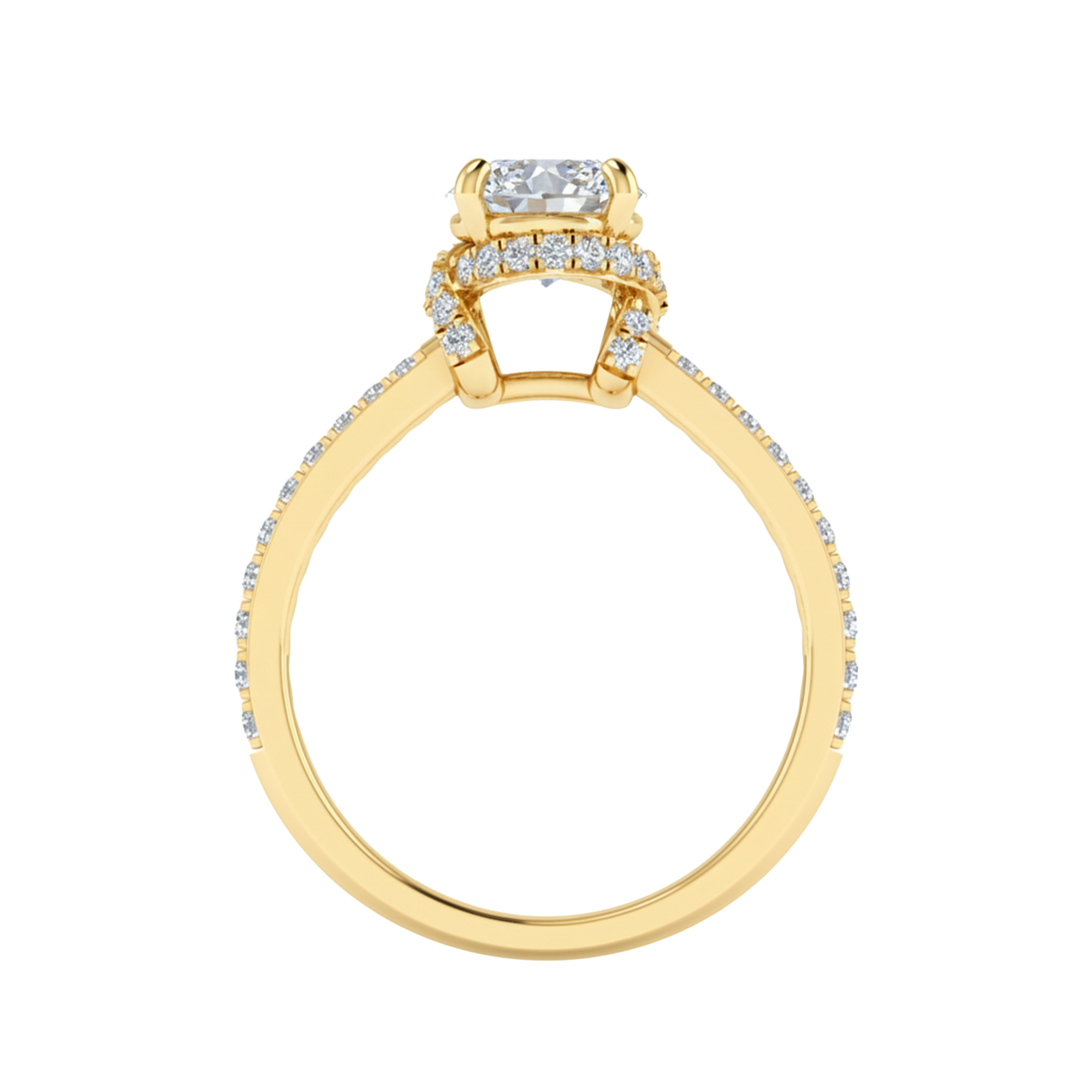 Halo ring met rond cut diamant en diamond wrap gallery 1,95 karaat