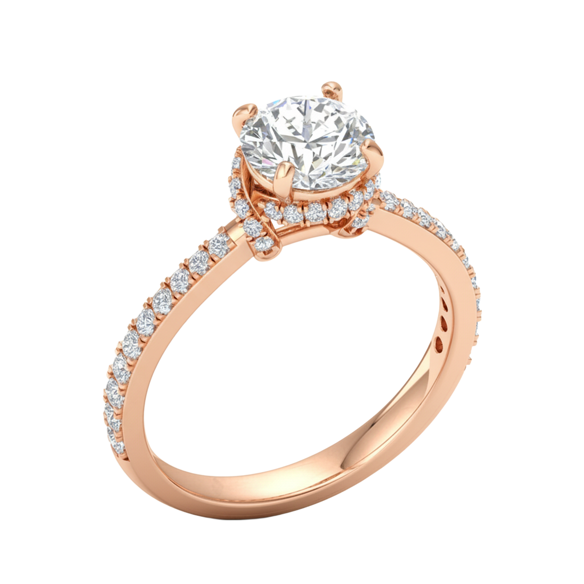 Halo ring met rond cut diamant en diamond wrap gallery 1,95 karaat
