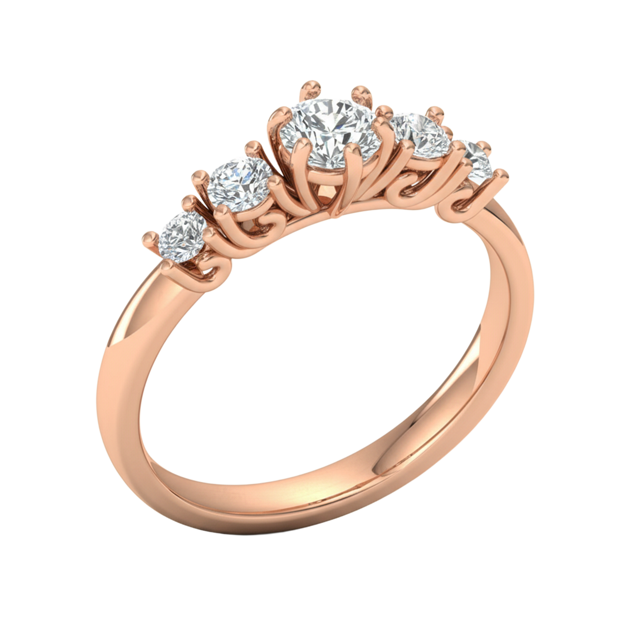 Vijf‑stenen ring met ronde diamanten 0,73 karaat