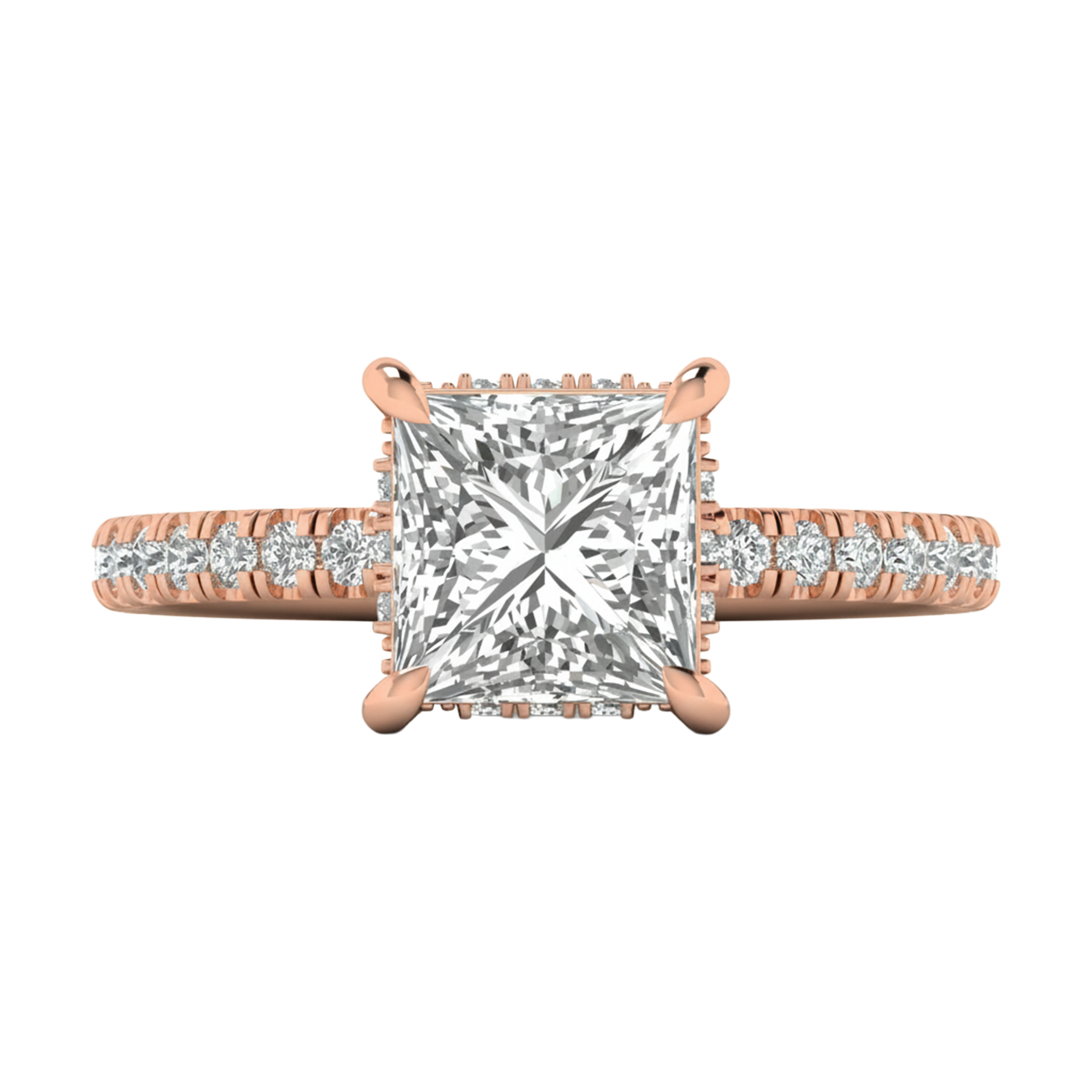 Jade Diamanten Solitaire Hidden Halo Pavé Ring Princess - 2.4ct