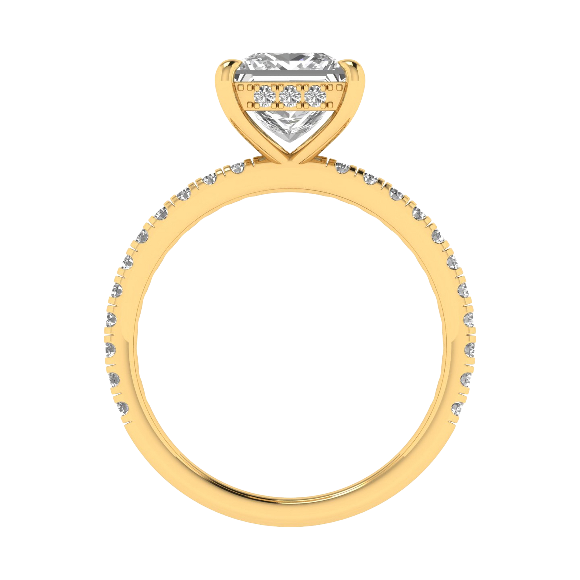 Jade Diamanten Solitaire Hidden Halo Pavé Ring Princess - 2.4ct