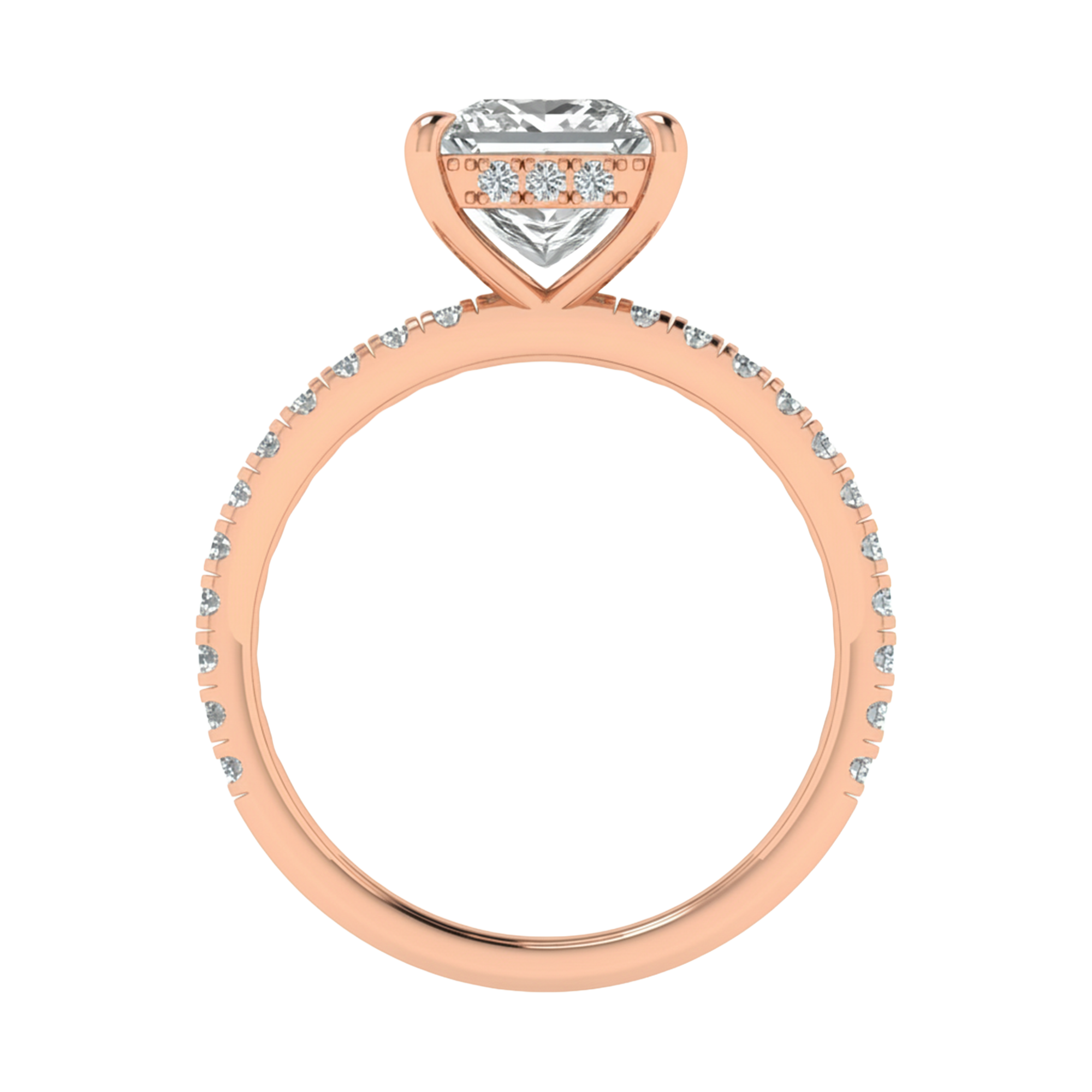 Jade Diamanten Solitaire Hidden Halo Pavé Ring Princess - 2.4ct