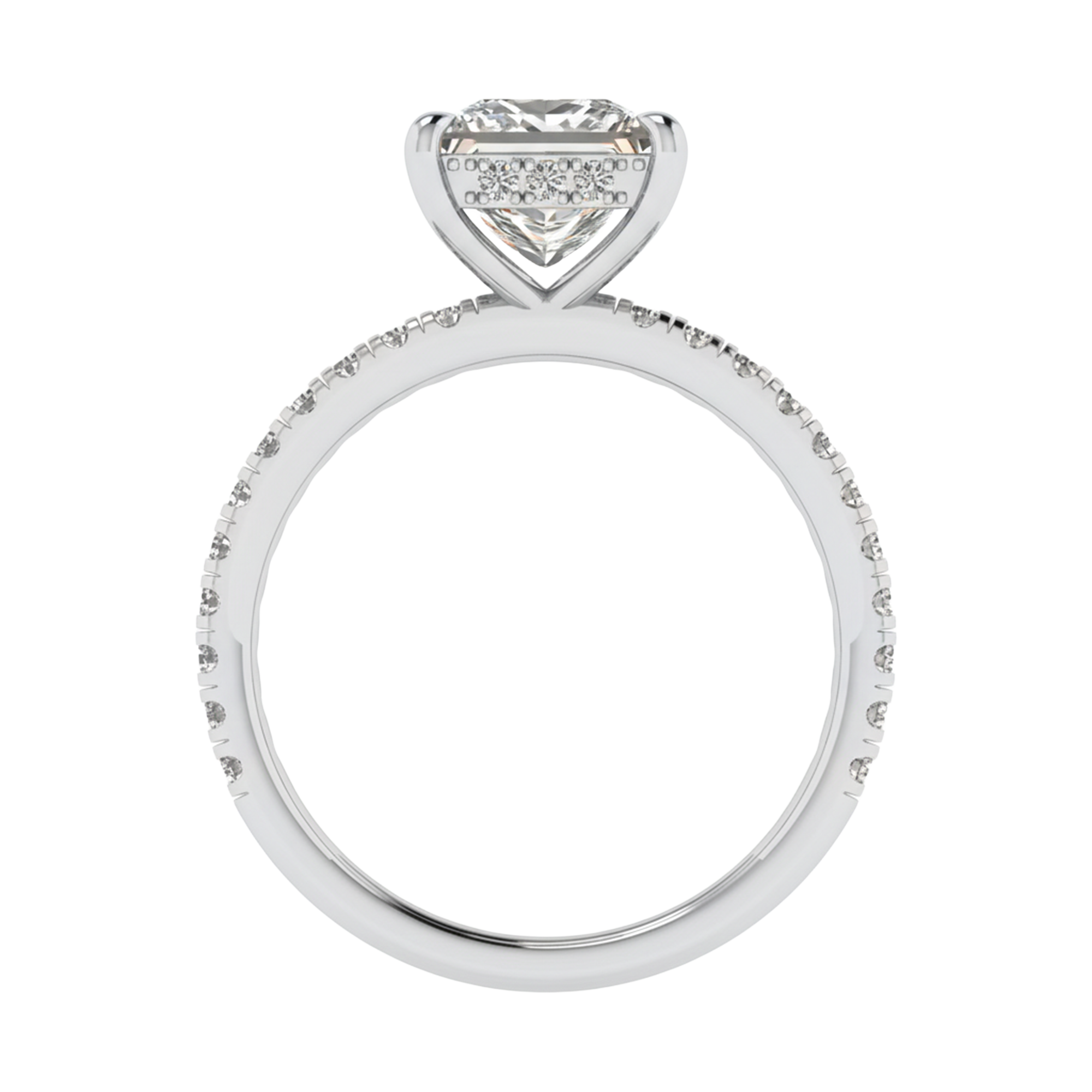 Jade Diamanten Solitaire Hidden Halo Pavé Ring Princess - 2.4ct