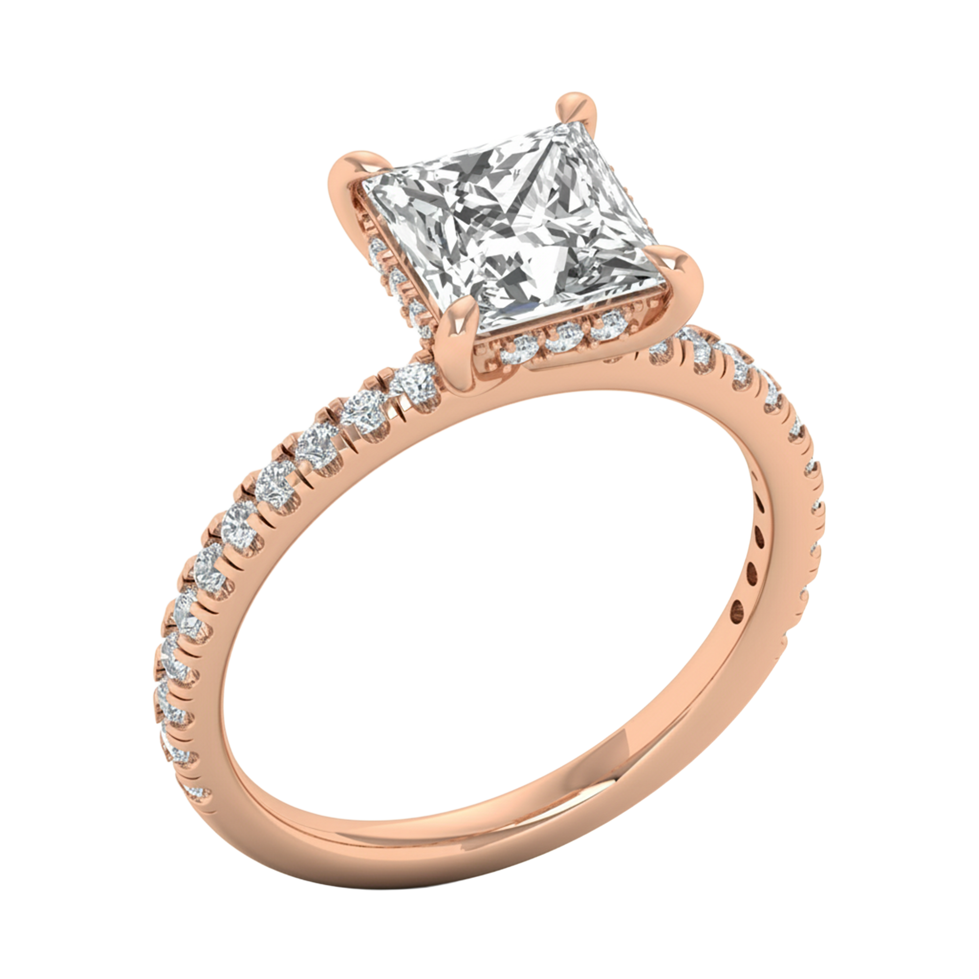 Jade Diamanten Solitaire Hidden Halo Pavé Ring Princess - 2.4ct