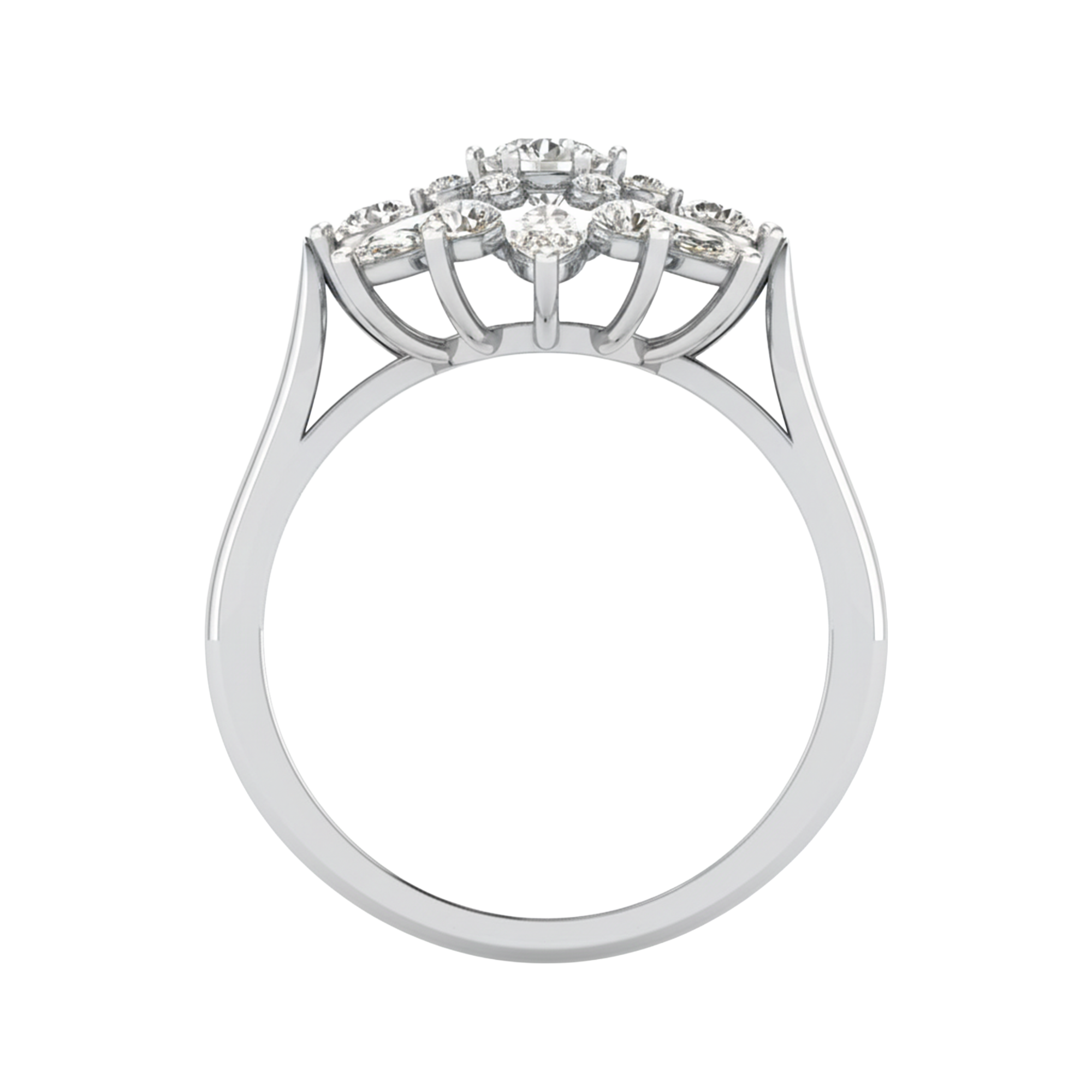 Entourage ring met marquise en ronde diamanten 1,63 karaat