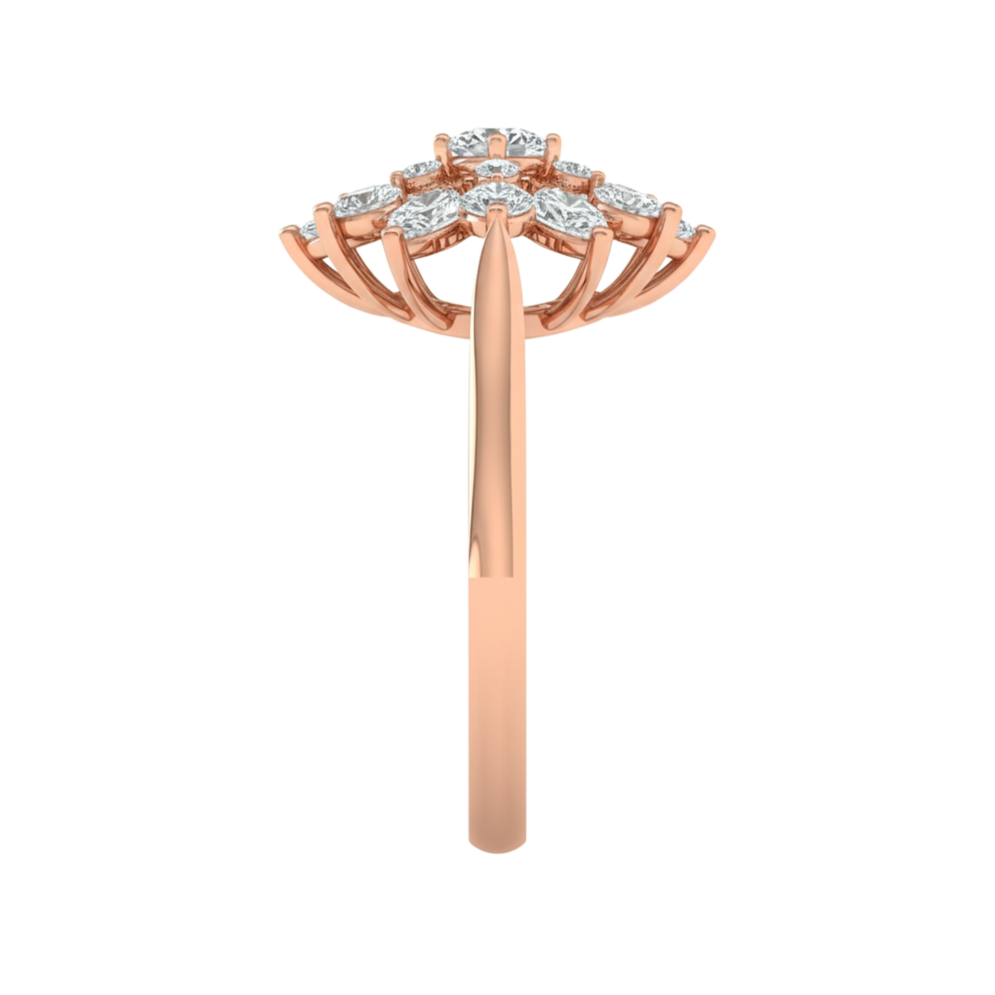 Entourage ring met marquise en ronde diamanten 1,63 karaat