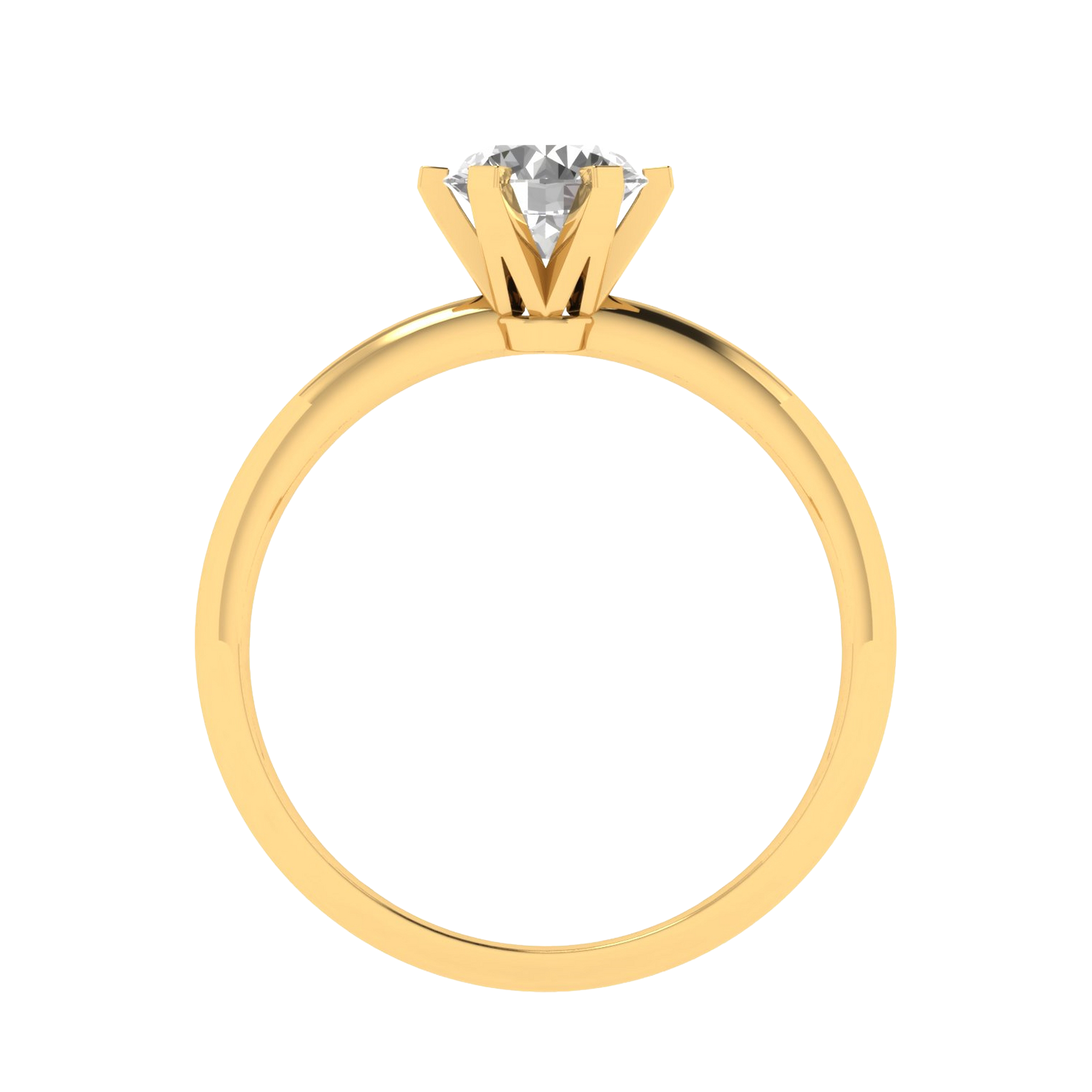 Solitaire Ring met 6‑Poots Zetting en Full‑Round Band 1,1 karaat
