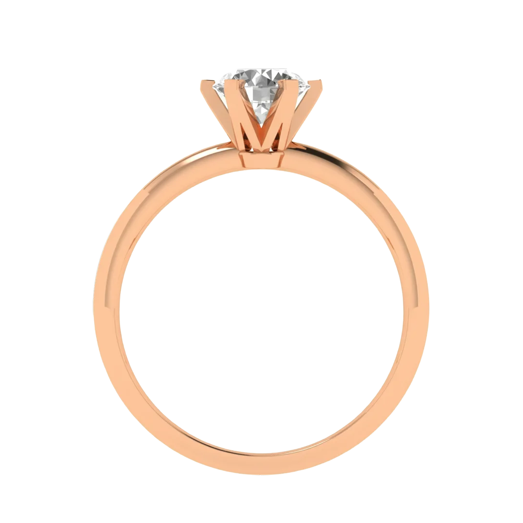 Solitaire Ring met 6‑Poots Zetting en Full‑Round Band 1,1 karaat