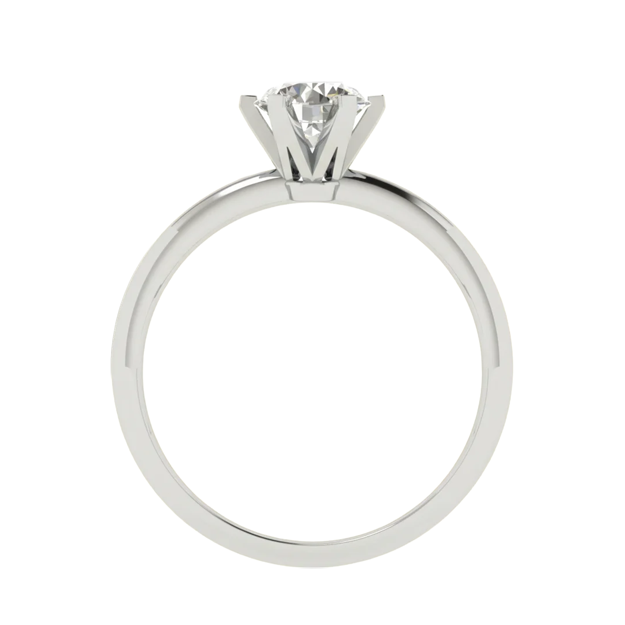Solitaire Ring met 6‑Poots Zetting en Full‑Round Band 1,1 karaat