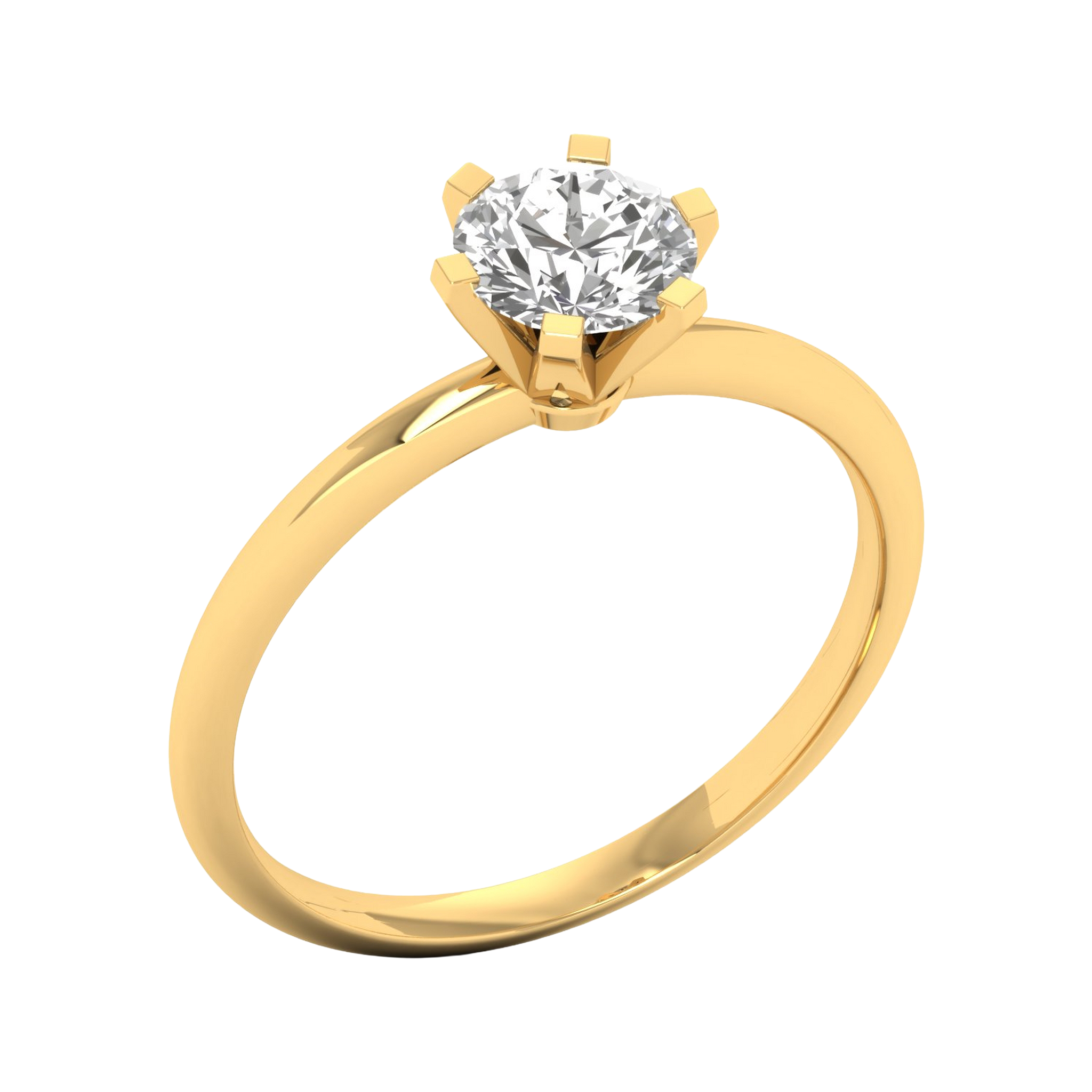 Solitaire Ring met 6‑Poots Zetting en Full‑Round Band 1,1 karaat