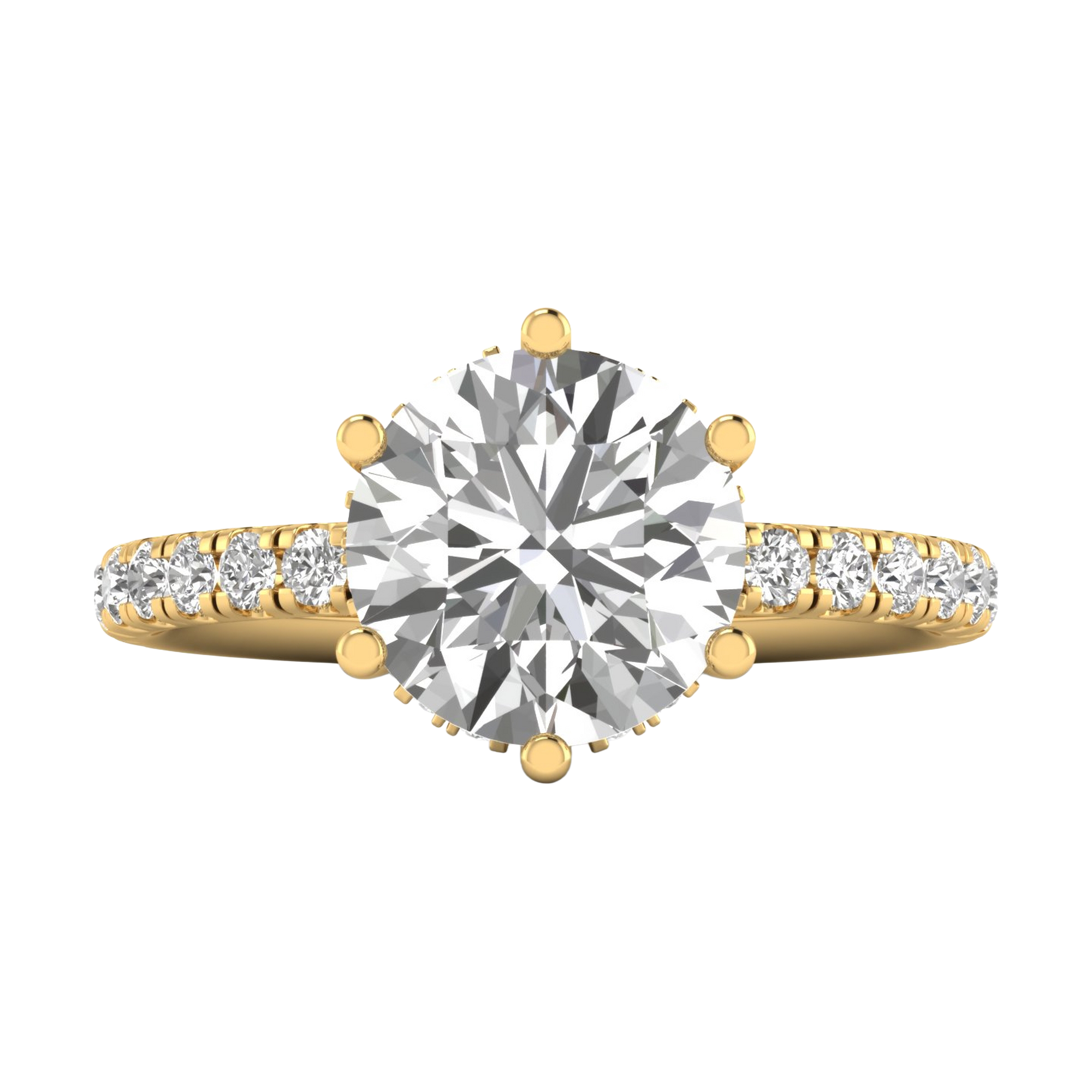 Ronde solitair met pavé-band en hidden halo 4,13 karaat