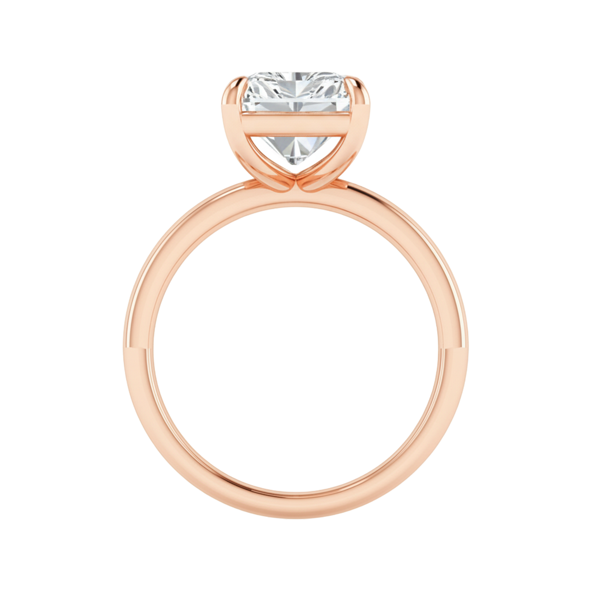 Solitaire radiant cut ring met rechthoekige band 5 karaat