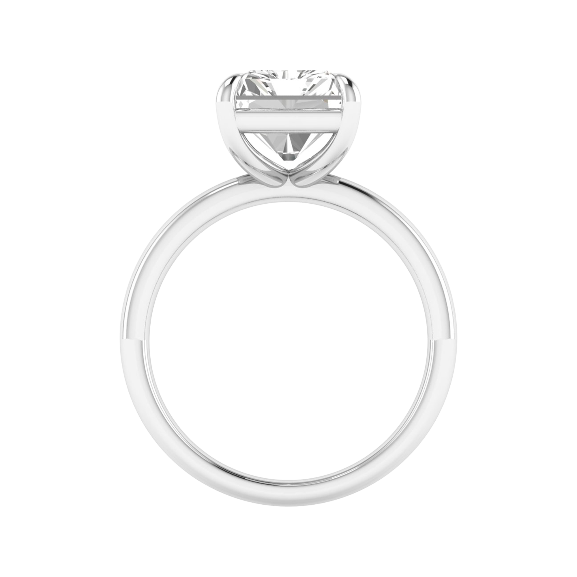 Solitaire radiant cut ring met rechthoekige band 5 karaat