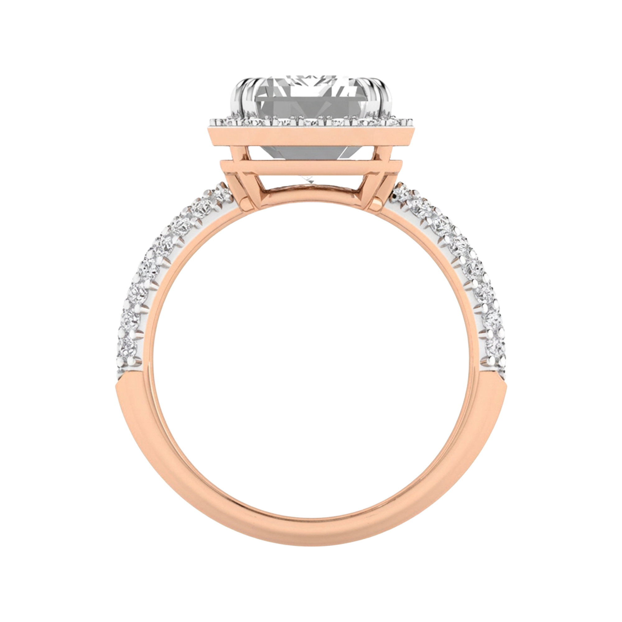 Emerald ring met pavé ronde diamanten 6,34 karaat