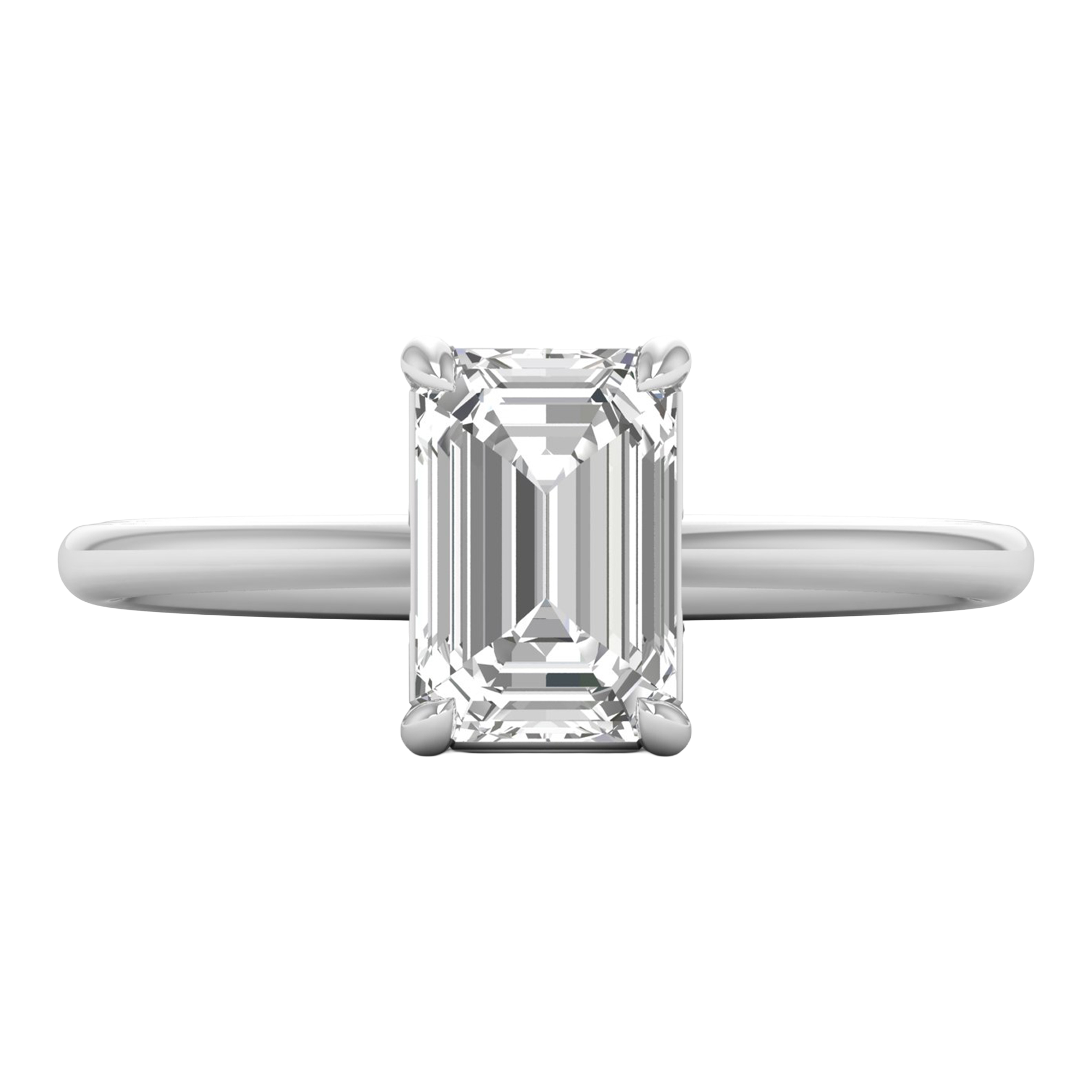 Solitärring mit Smaragdschliff-Diamant und runder Fassung 1-3 Karat