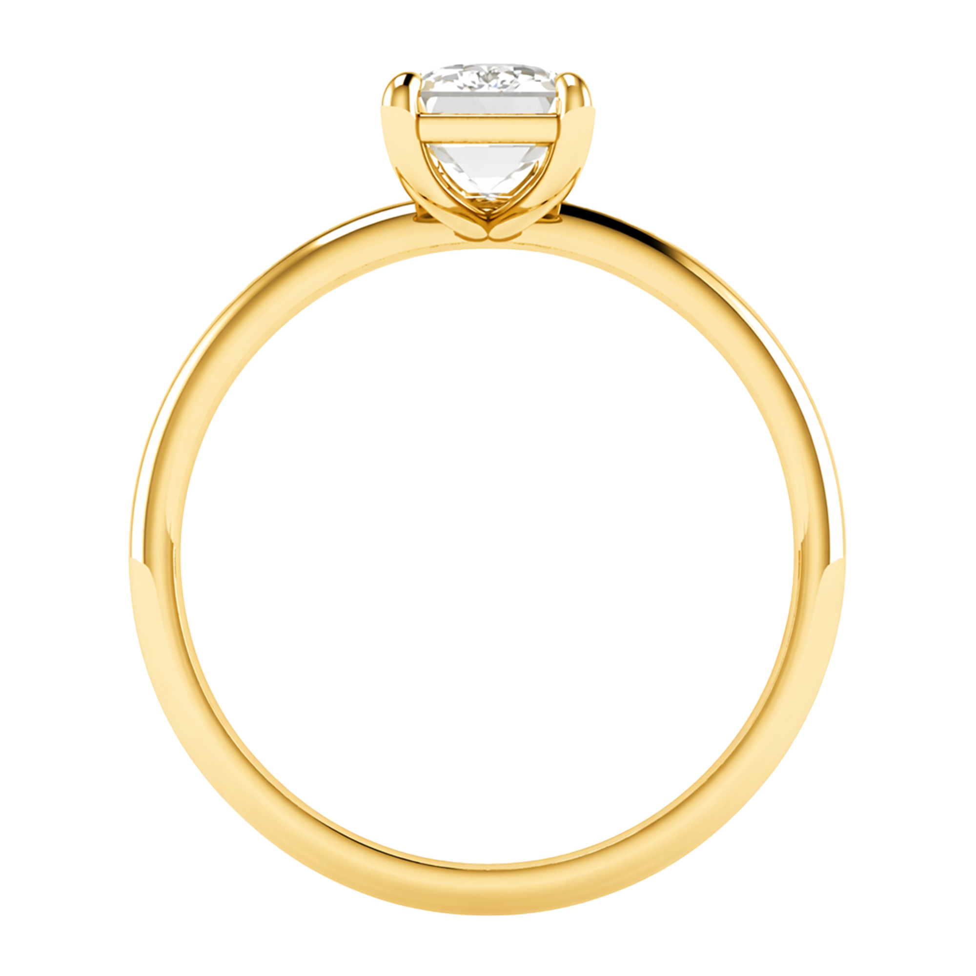 Solitärring mit Smaragdschliff-Diamant und runder Fassung 1-3 Karat